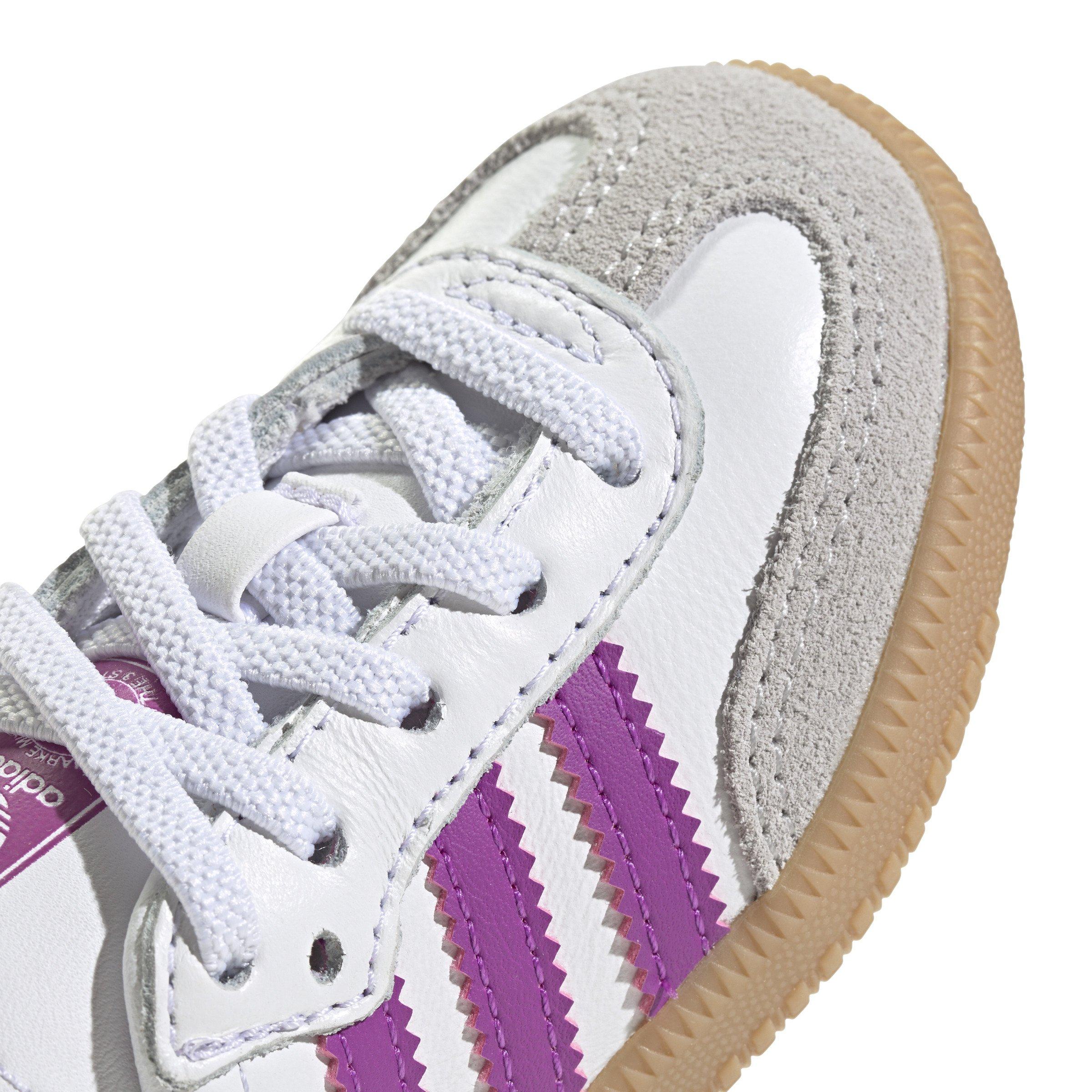 adidas Originals Samba "Ftwr White/Purple Burst/Gum" Toddler Girls' Shoe - WHITE/PINK Thumbnail View 7
