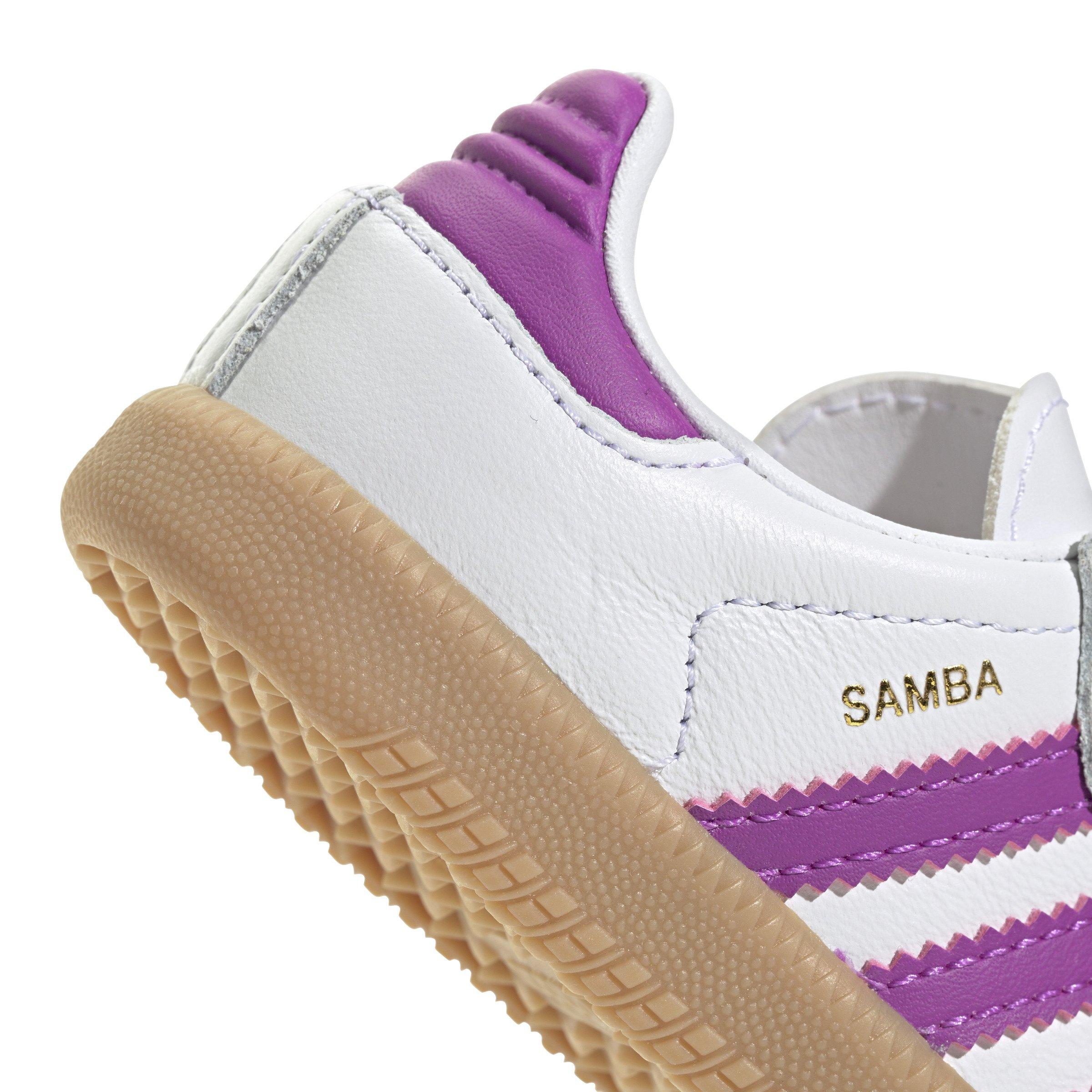 adidas Originals Samba "Ftwr White/Purple Burst/Gum" Toddler Girls' Shoe - WHITE/PINK Thumbnail View 8
