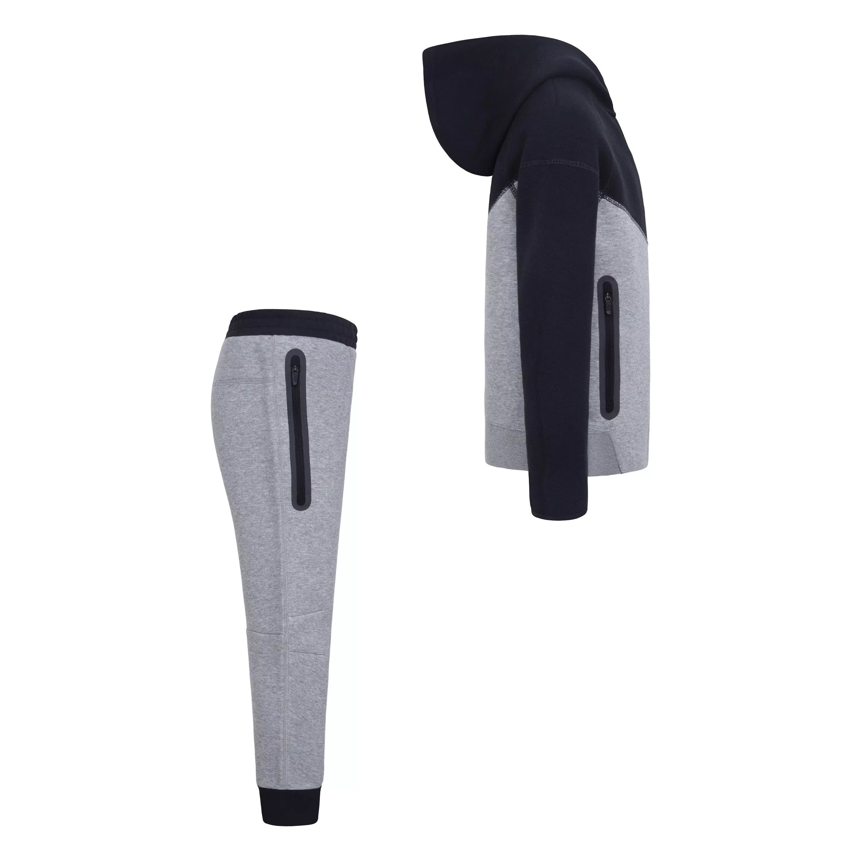 Nike Little Boys' Tech Fleece Hoodie Set - Grey/Black - BLACK/GREY