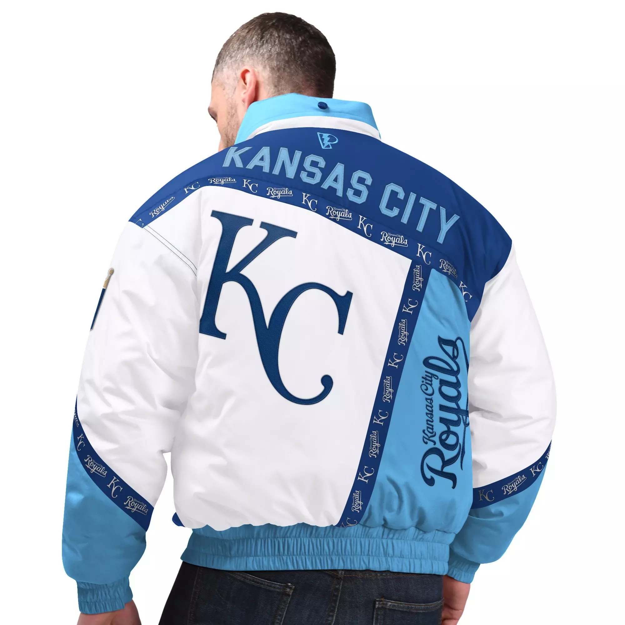 Starter Men's Kansas City Royals Tape Jacket-Royal/Light Blue - ROYAL