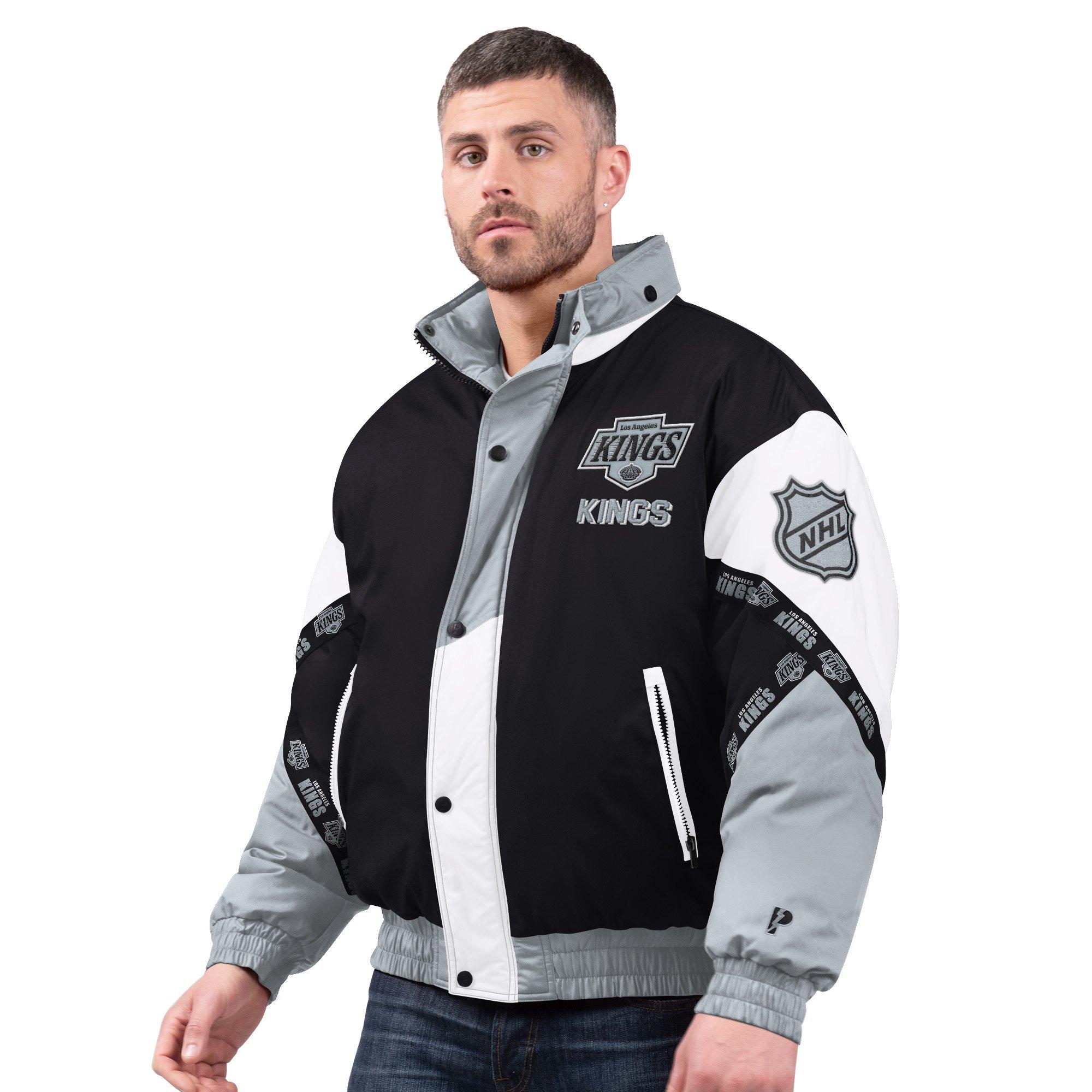 Starter Men's Los Angeles Kings Tape Jacket-Black/Silver - BLACK/SILVER Thumbnail View 1