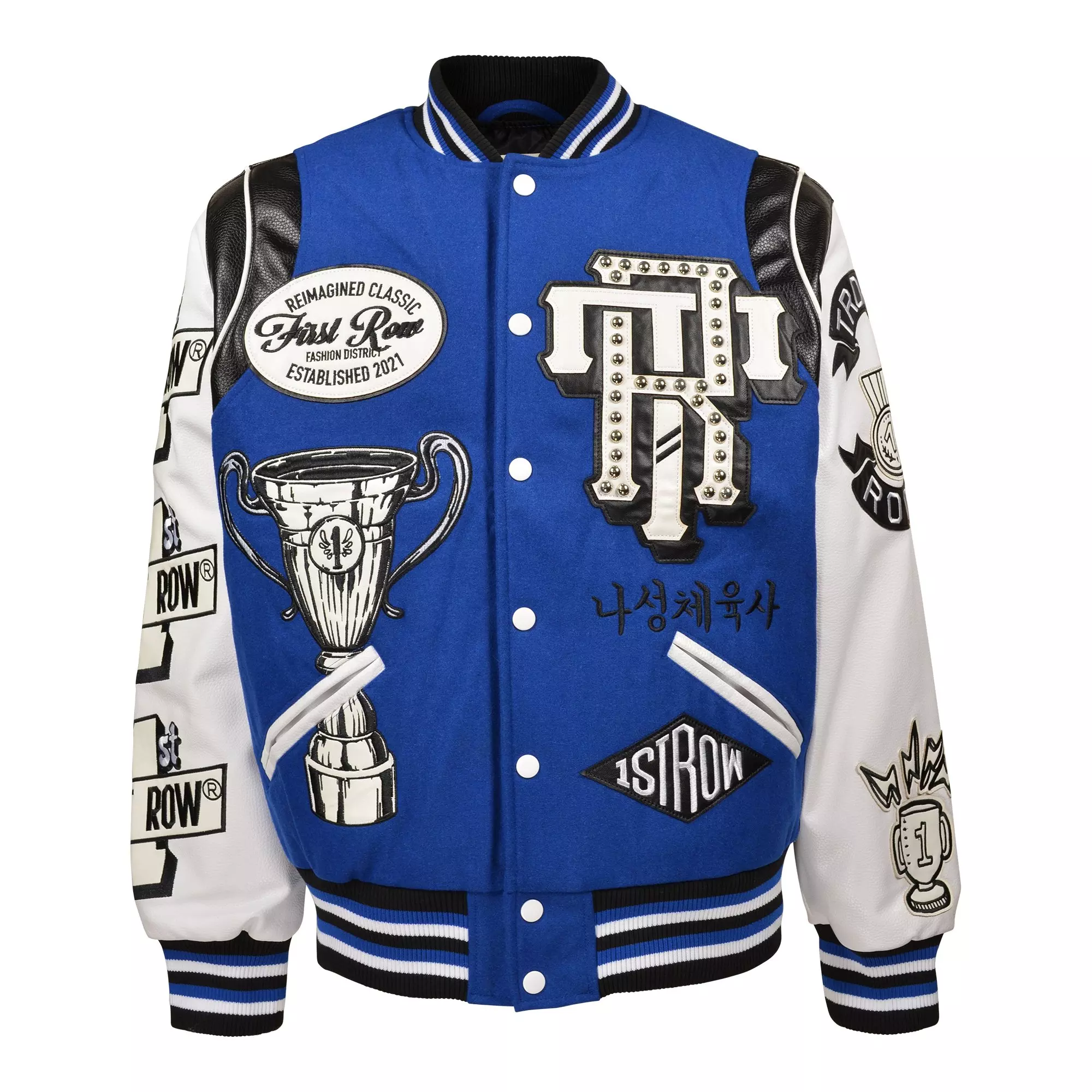First Row Men's Trophy Room Varsity Jacket - Royal - ROYAL