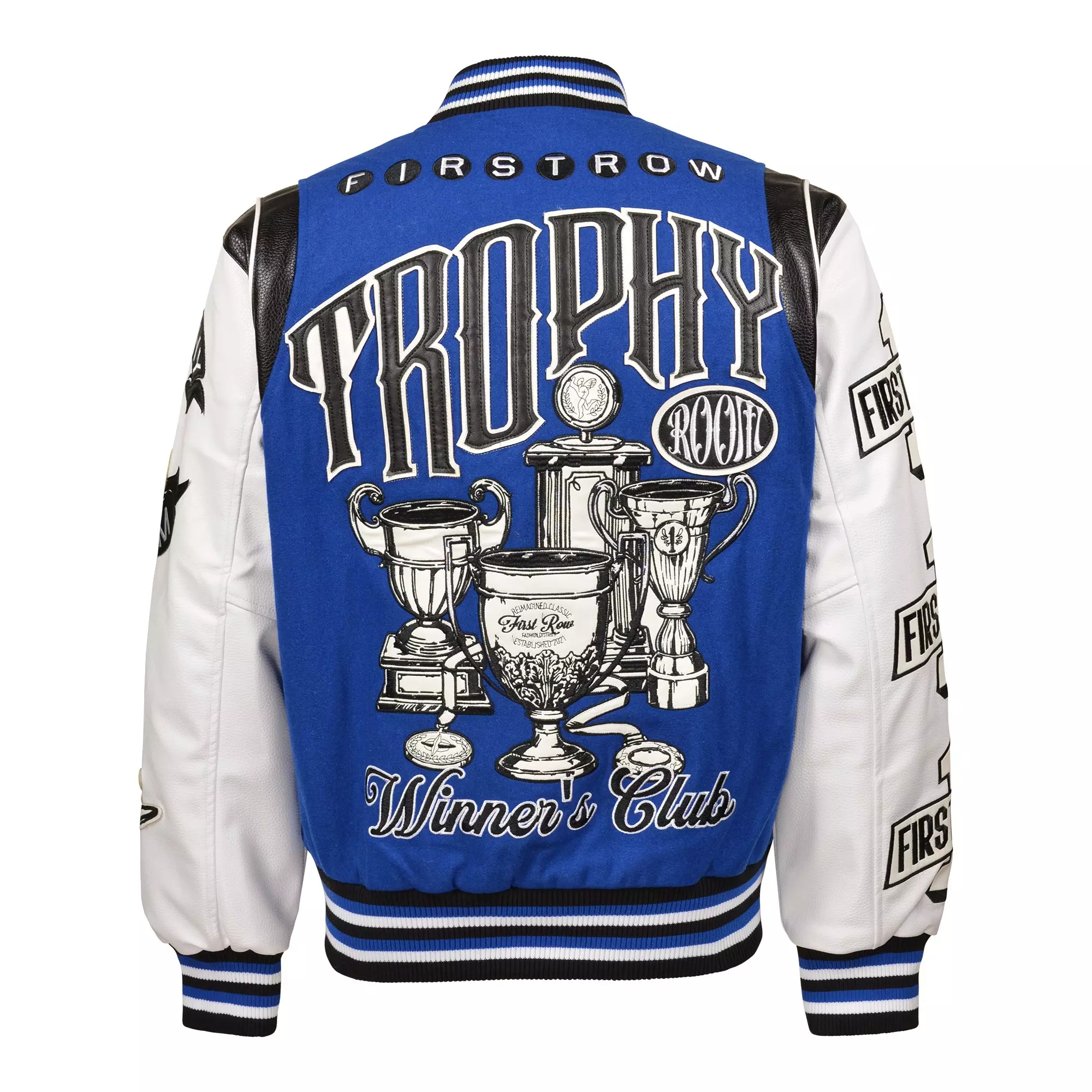 First Row Men's Trophy Room Varsity Jacket - Royal - ROYAL