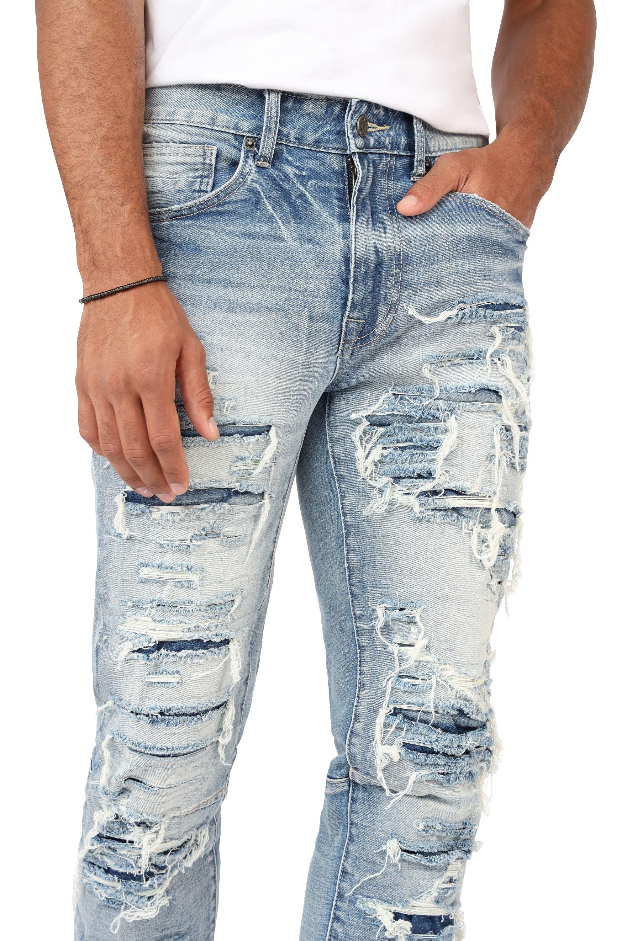 Grindhouse Ashley Slim Fit Heavy Rip N Repair Denim Men's Jeans