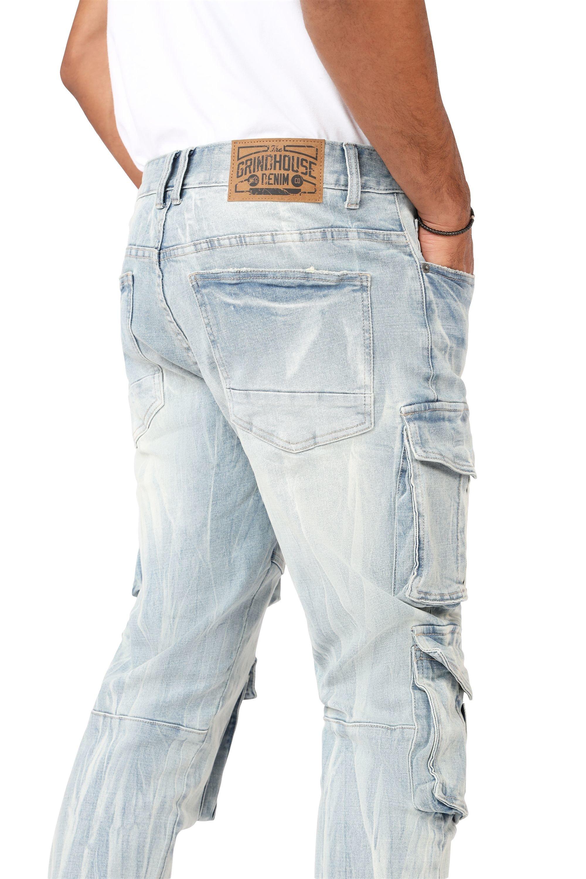 Grindhouse Syosset Blue Cargo Slim Fit Men's Jeans