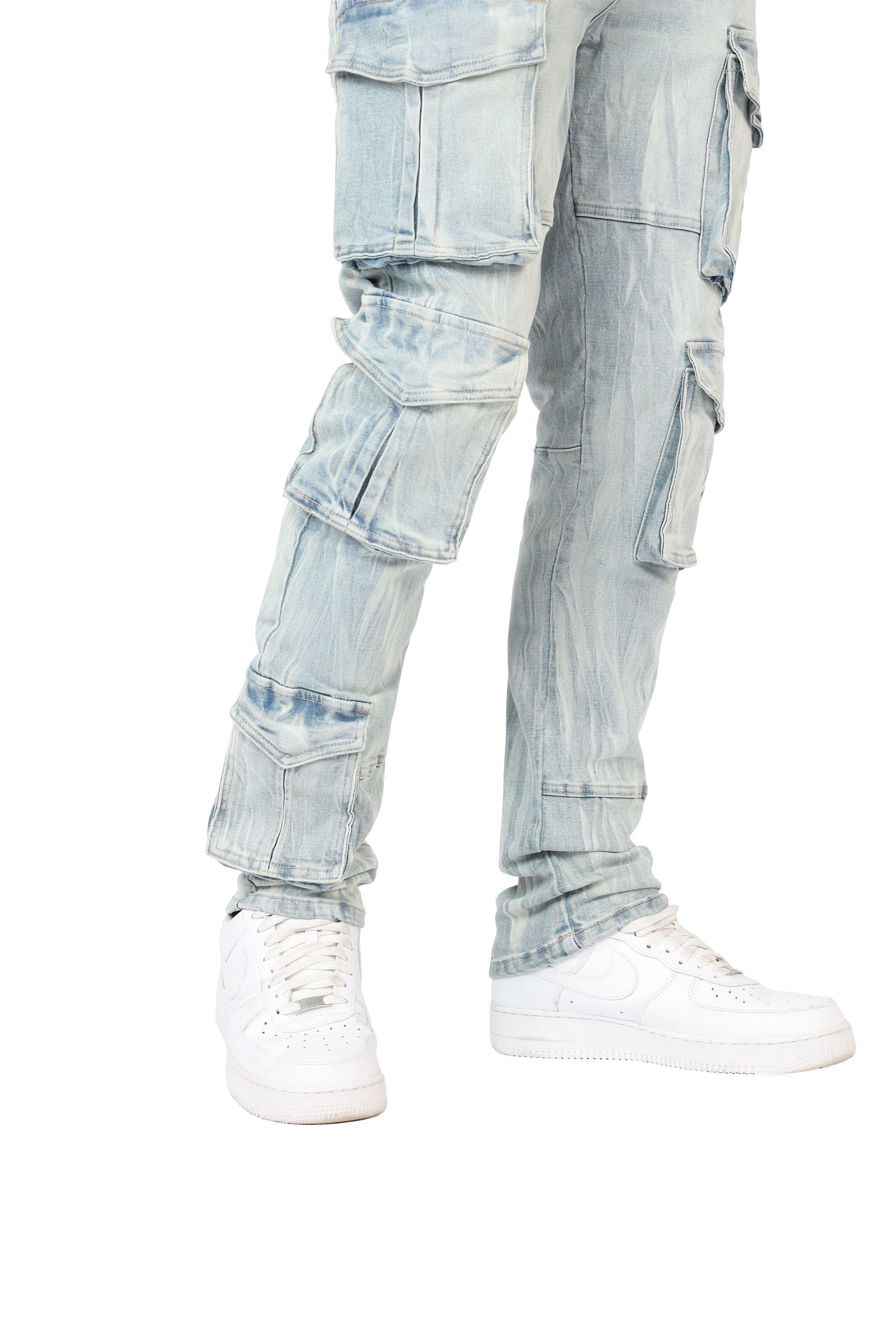 Grindhouse Syosset Blue Cargo Slim Fit Men's Jeans