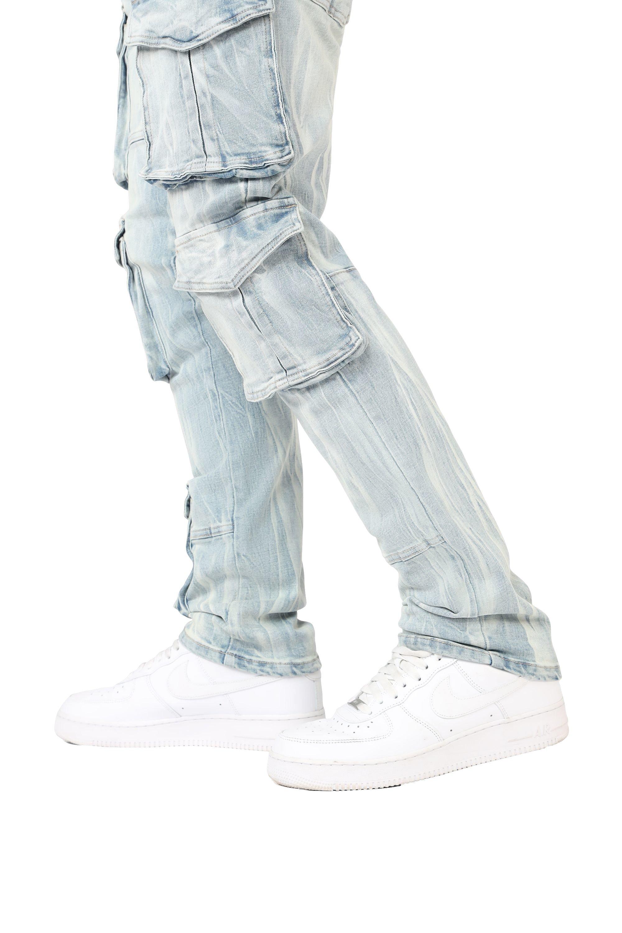 Grindhouse Syosset Blue Cargo Slim Fit Men's Jeans