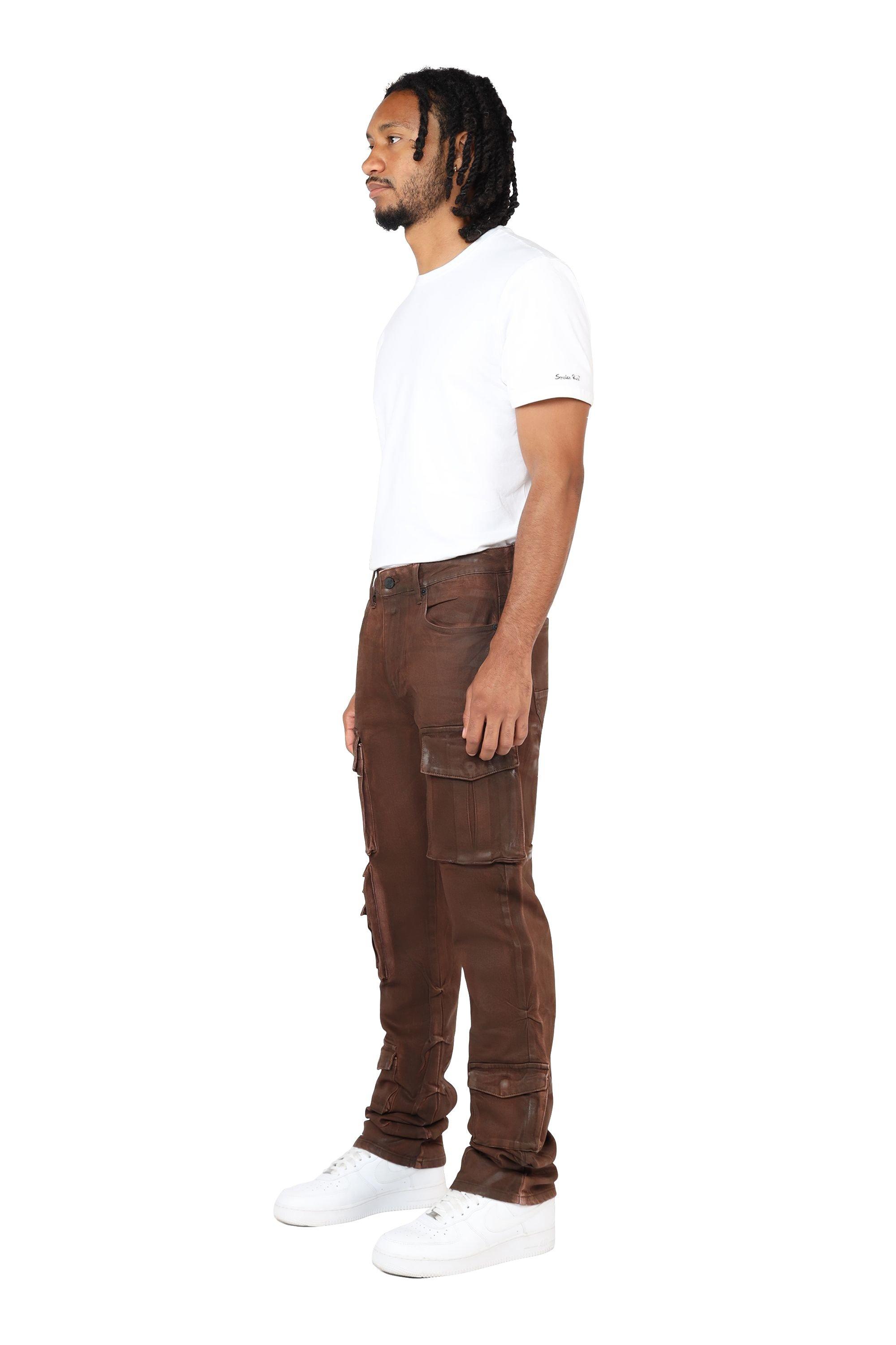 Grindhouse Bourbon Brown Straight Fit Waxed Cargo Men's Jeans