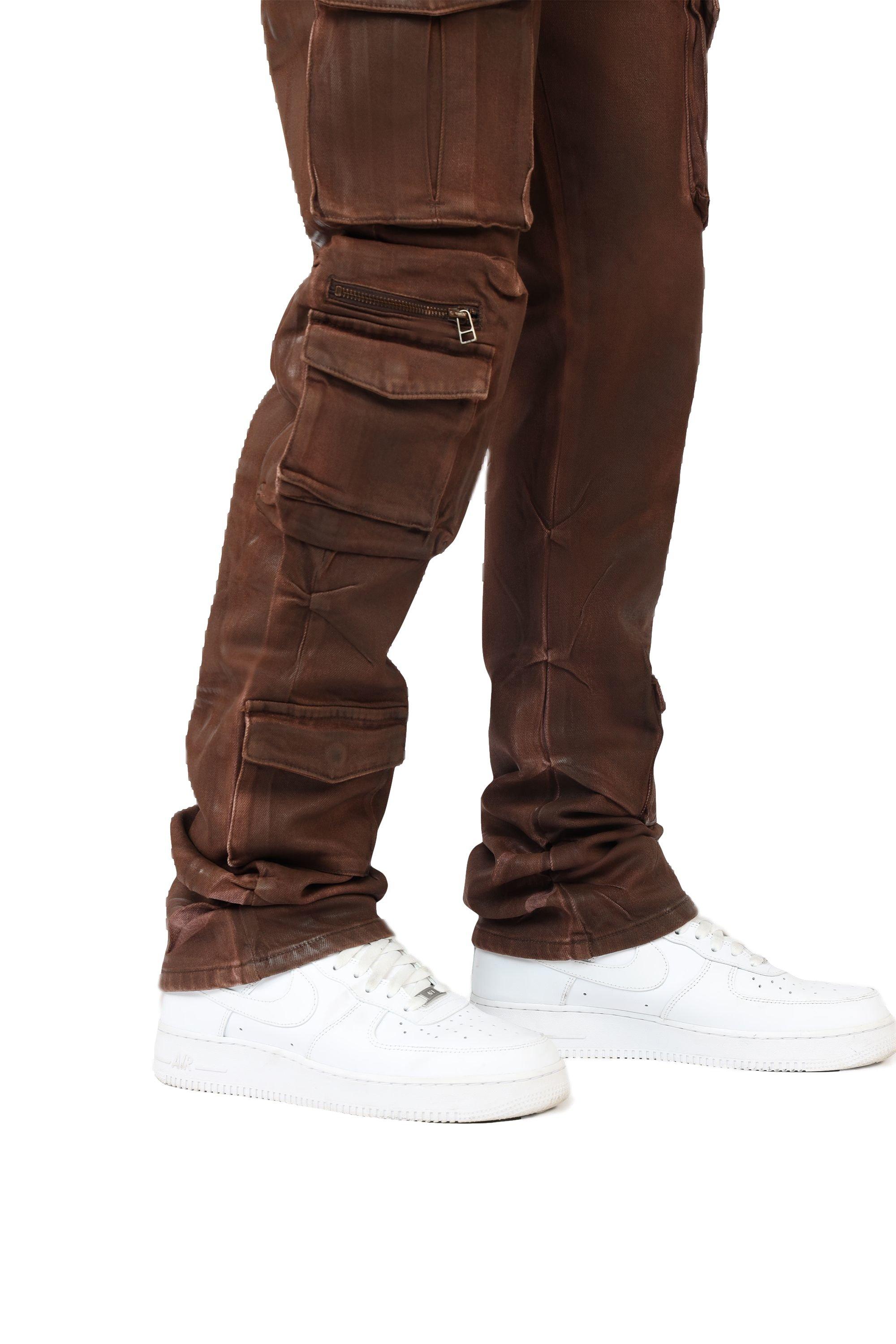 Grindhouse Bourbon Brown Straight Fit Waxed Cargo Men's Jeans