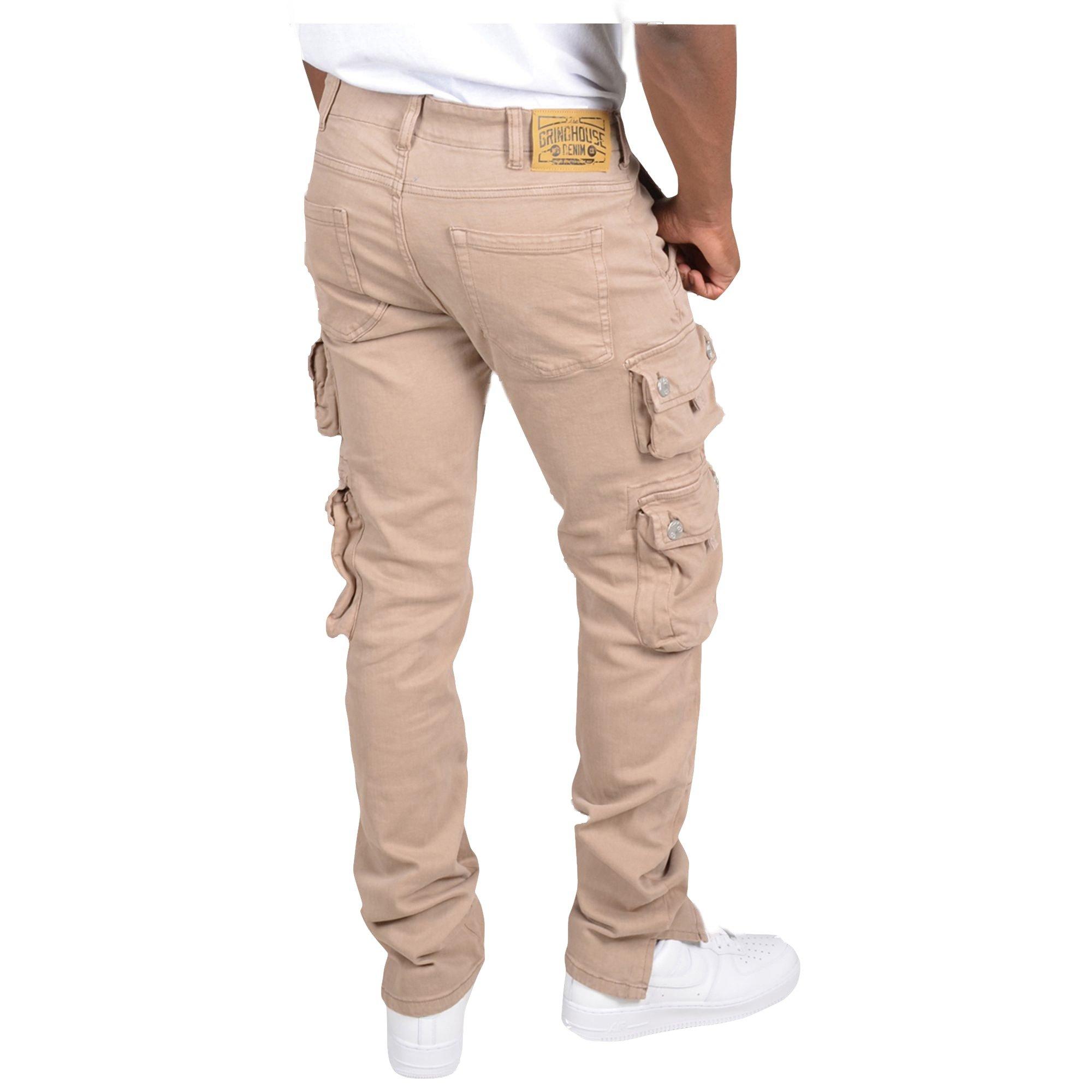 Grindhouse Khaki Multi Cargo Pocket Men's Pants