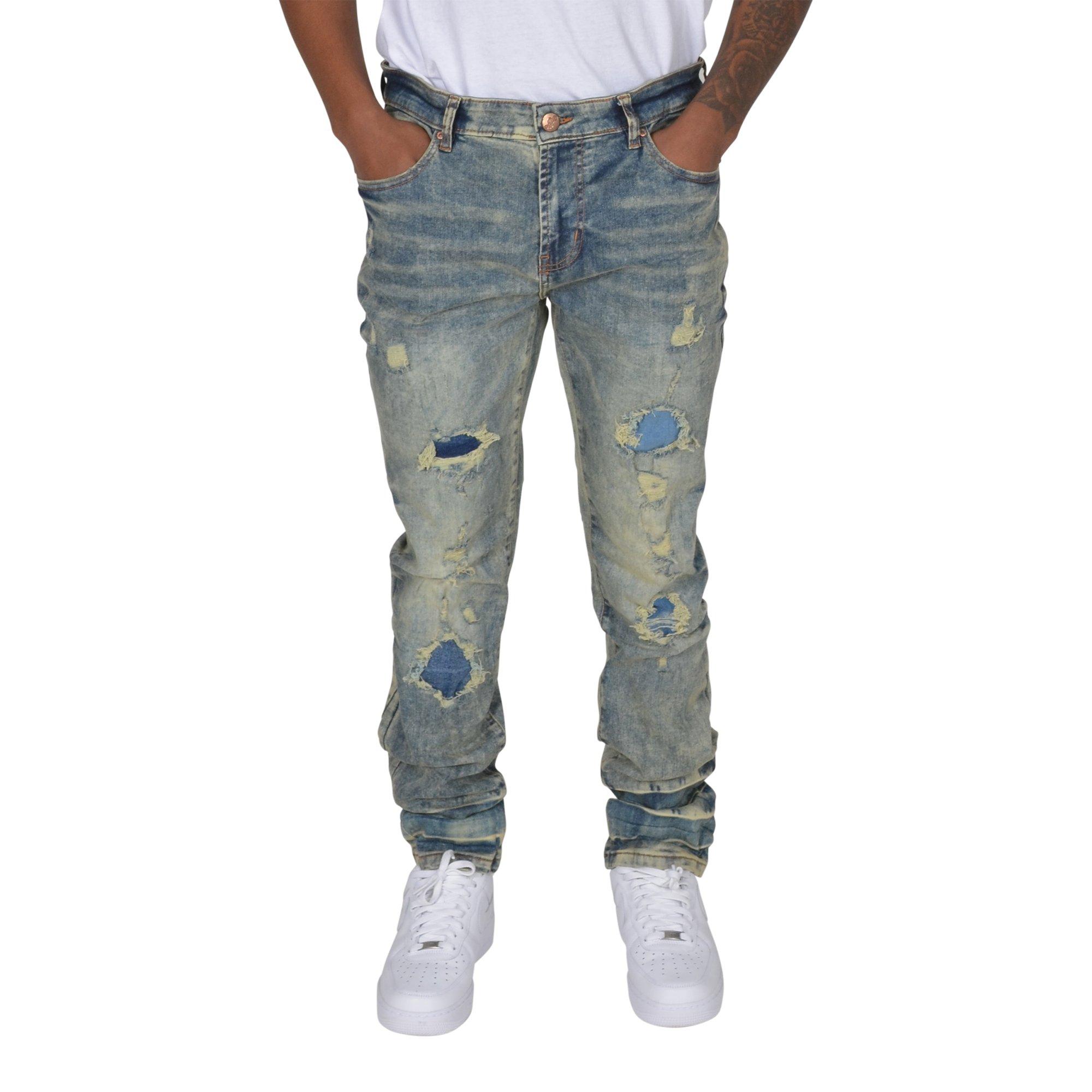 Grindhouse Blue Vintage Heavy Rip N Repair Men's Jeans
