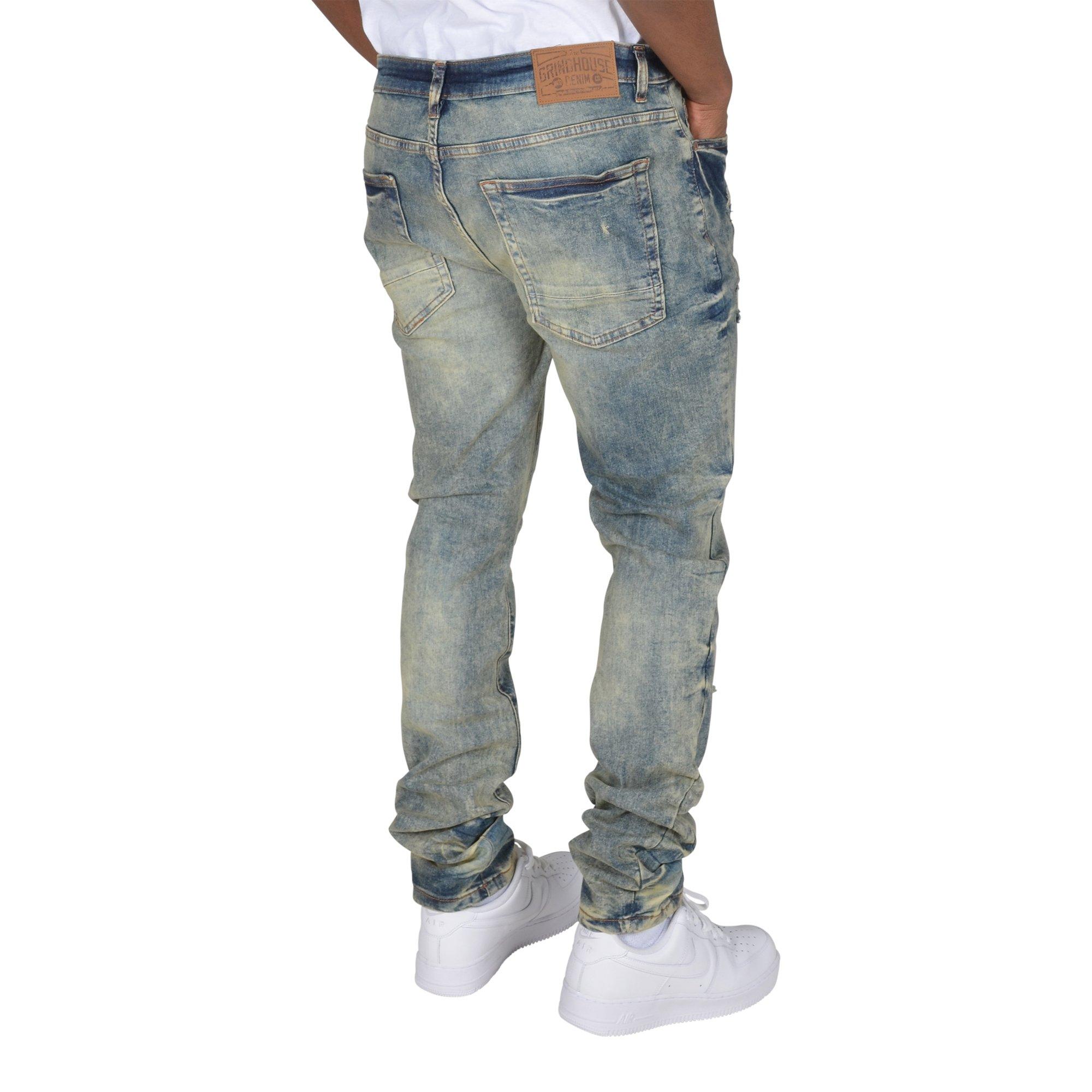 Grindhouse Blue Vintage Heavy Rip N Repair Men's Jeans