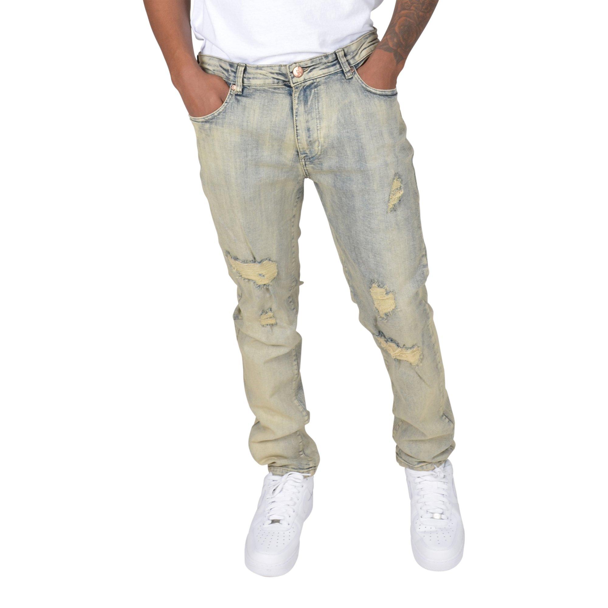 Grindhouse Blue Vintage Ripped Men's Denim Jeans