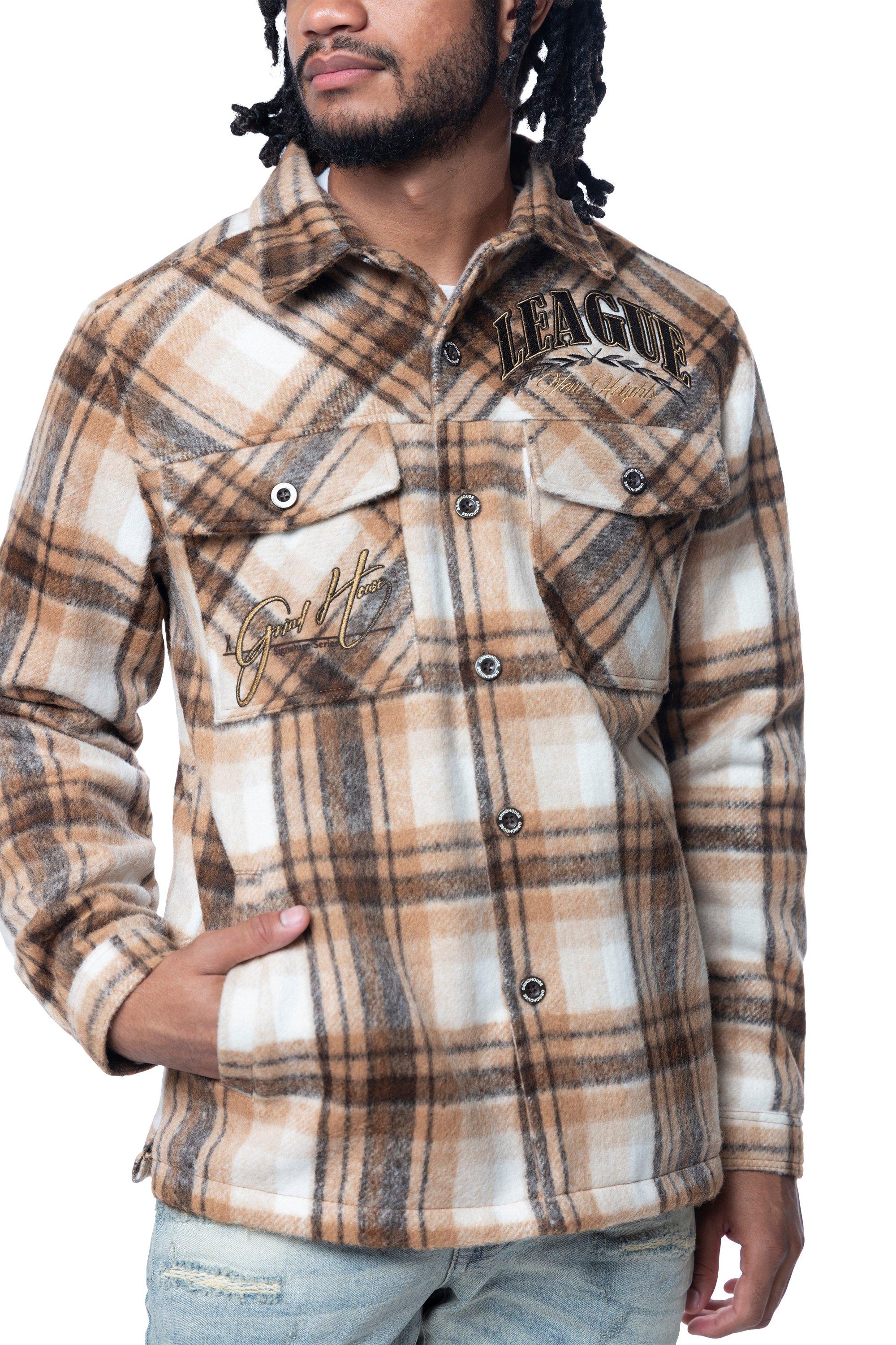 Grindhouse Men's Maple Brown Plaid Shacket - BROWN