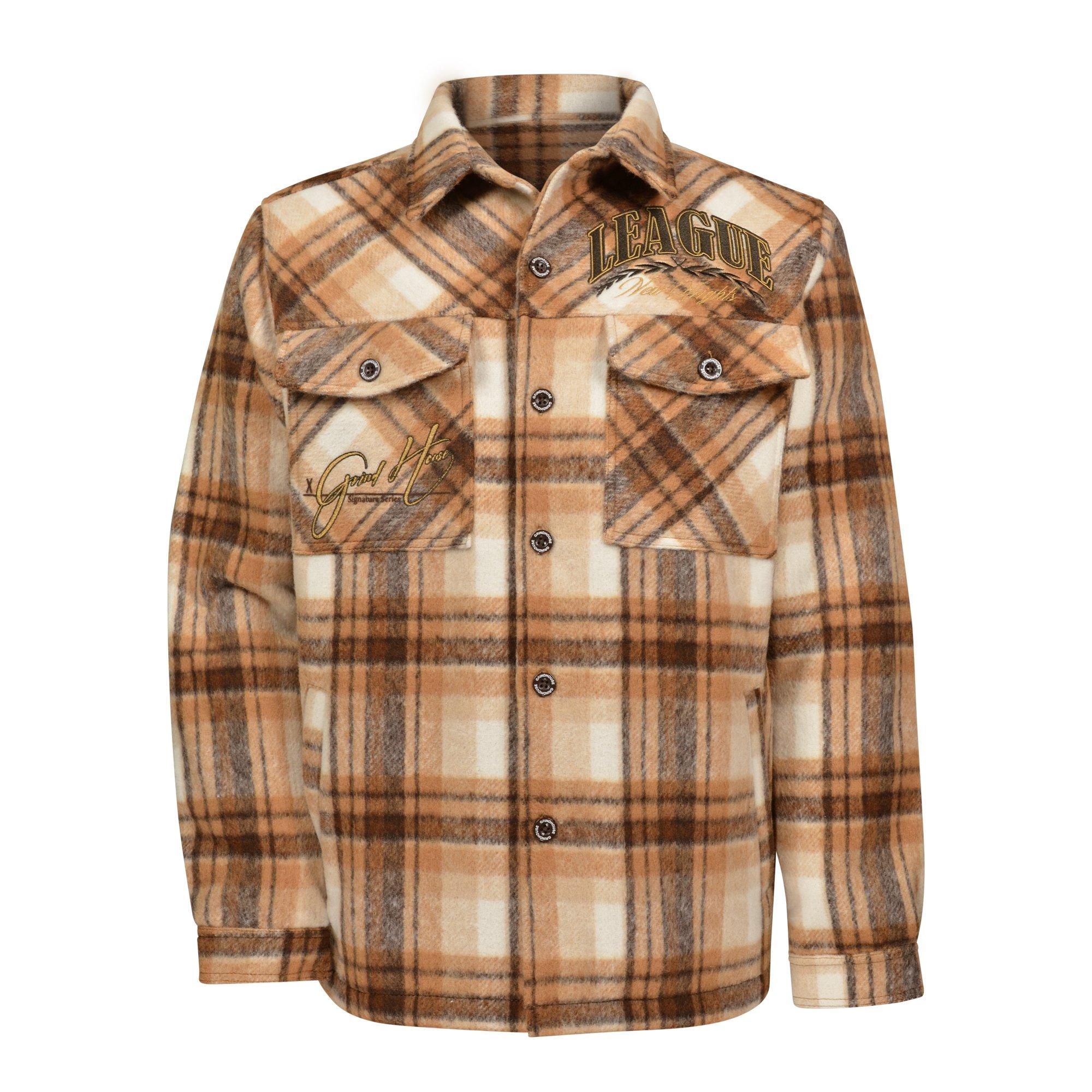 Grindhouse Maple Brown Plaid Men's Shacket