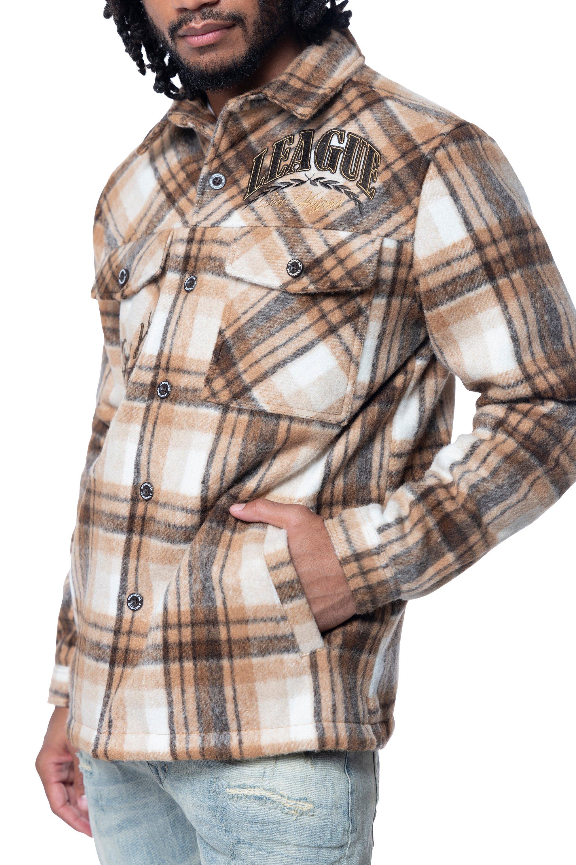 Grindhouse Maple Brown Plaid Men's Shacket