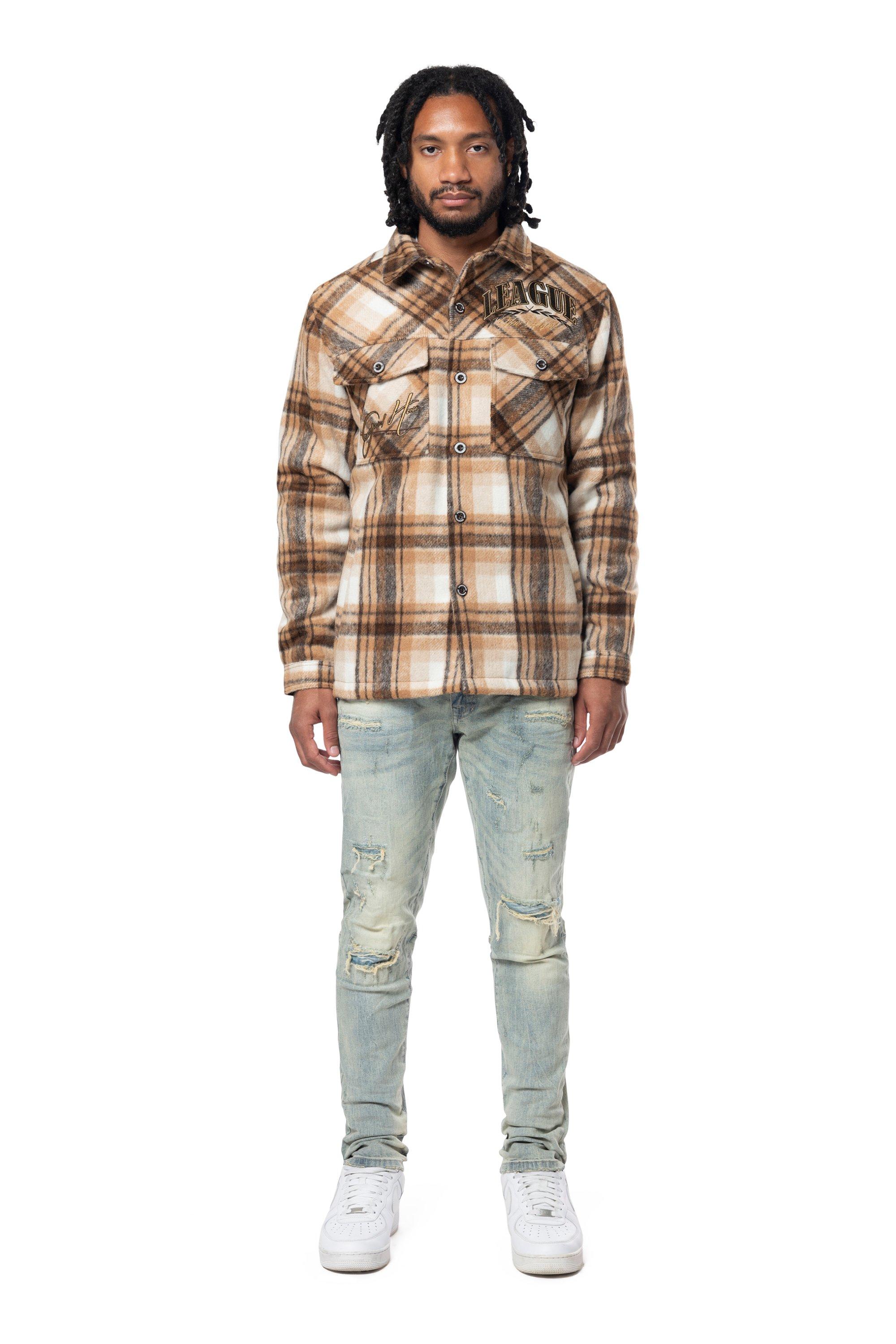 Grindhouse Maple Brown Plaid Men's Shacket