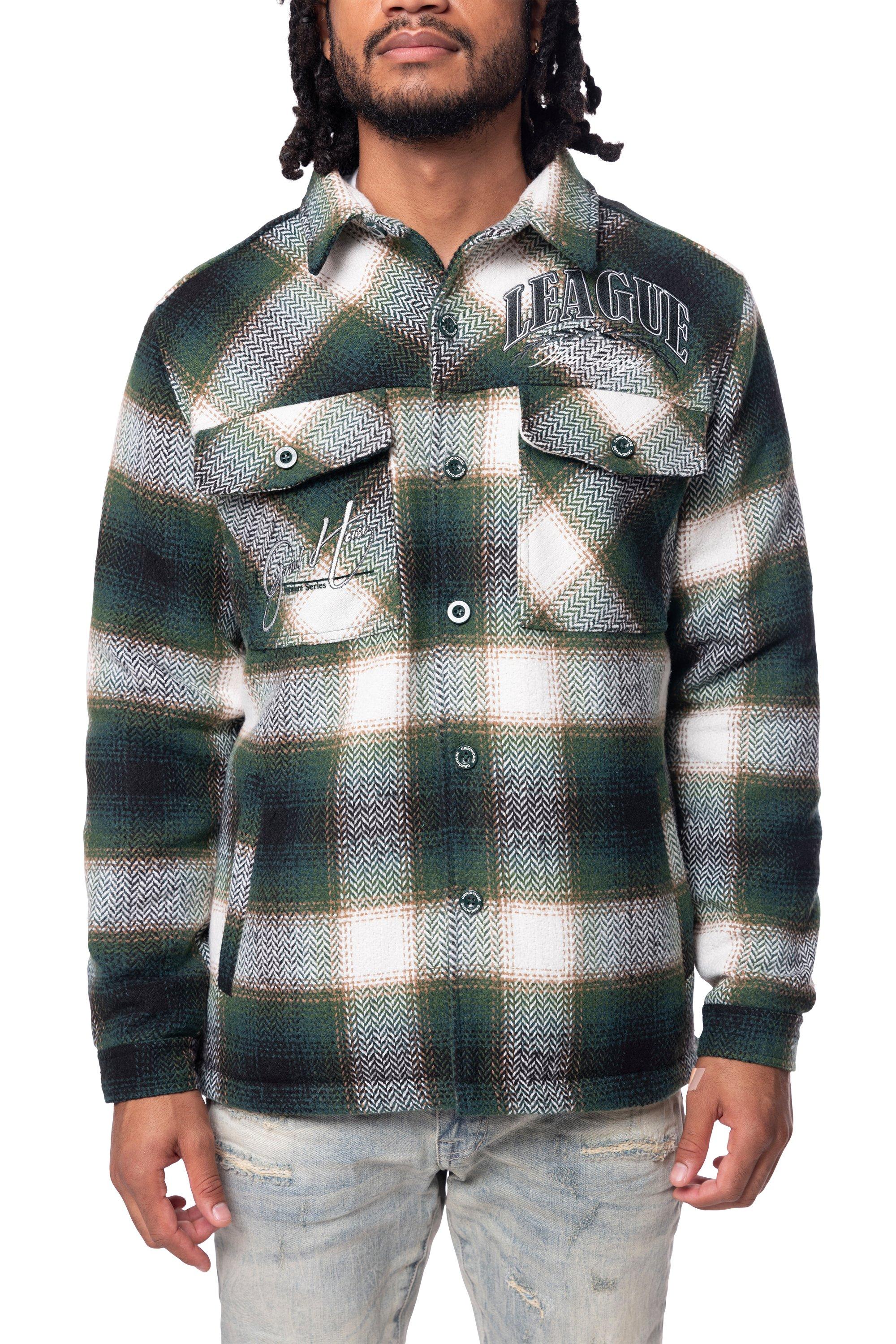 Grindhouse Men's Spruce Green Plaid Shacket - GREEN