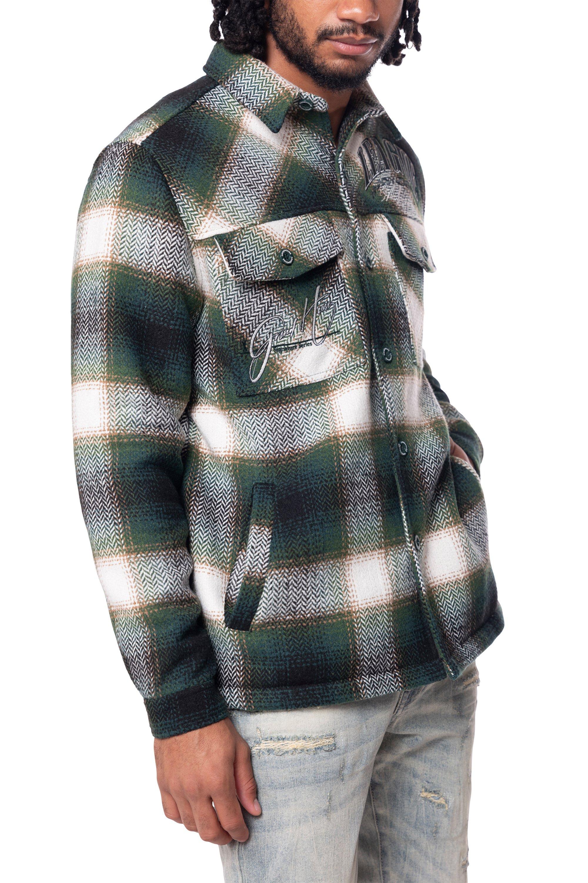 Grindhouse Spruce Green Plaid Men's Shacket