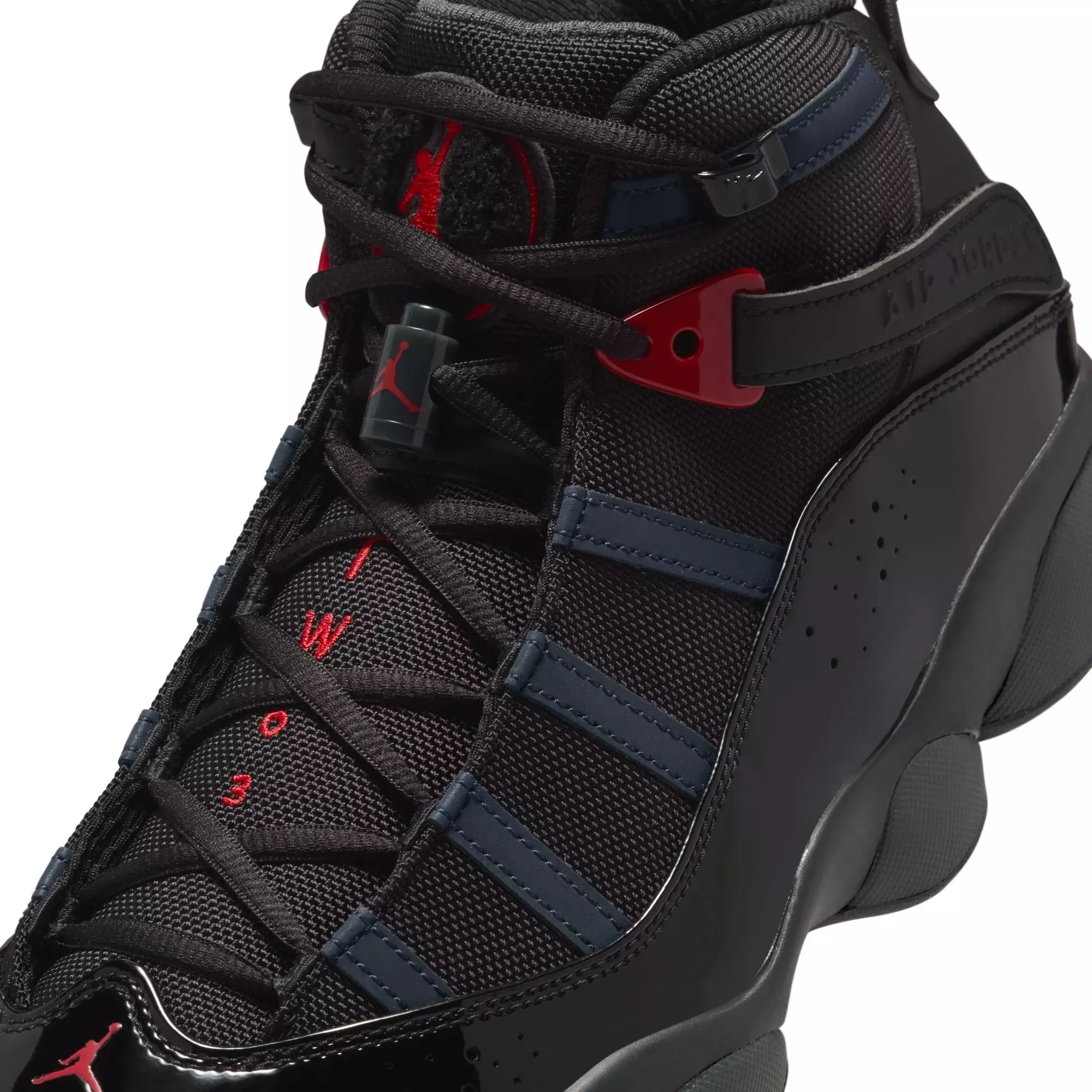 Jordan 6 Rings "Black/Fire Red/Anthracite" Men's Shoe - BLACK/RED