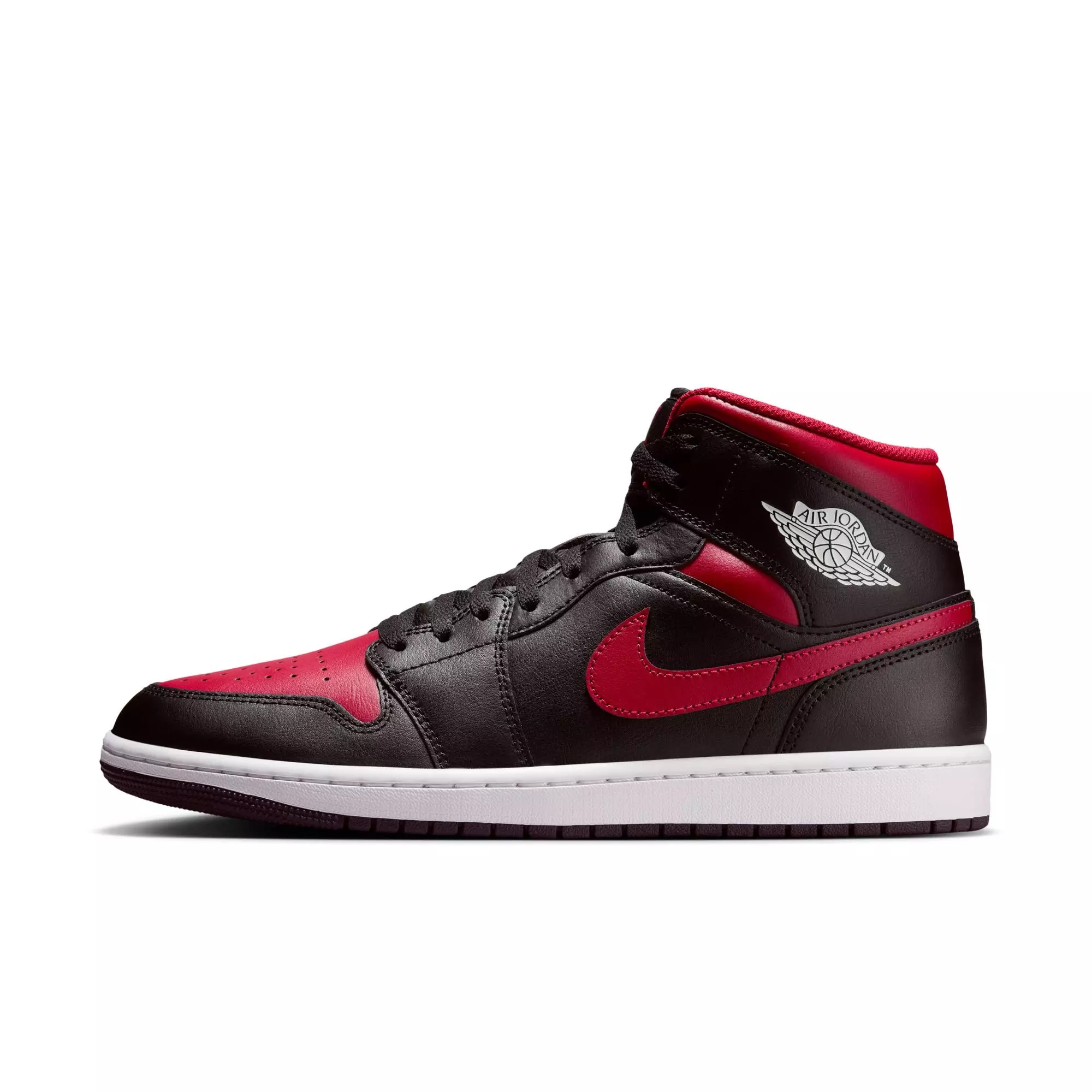 Jordan 1 Mid "Black/Varsity Red/Summit White" Men's Shoe - BLACK/RED/WHITE