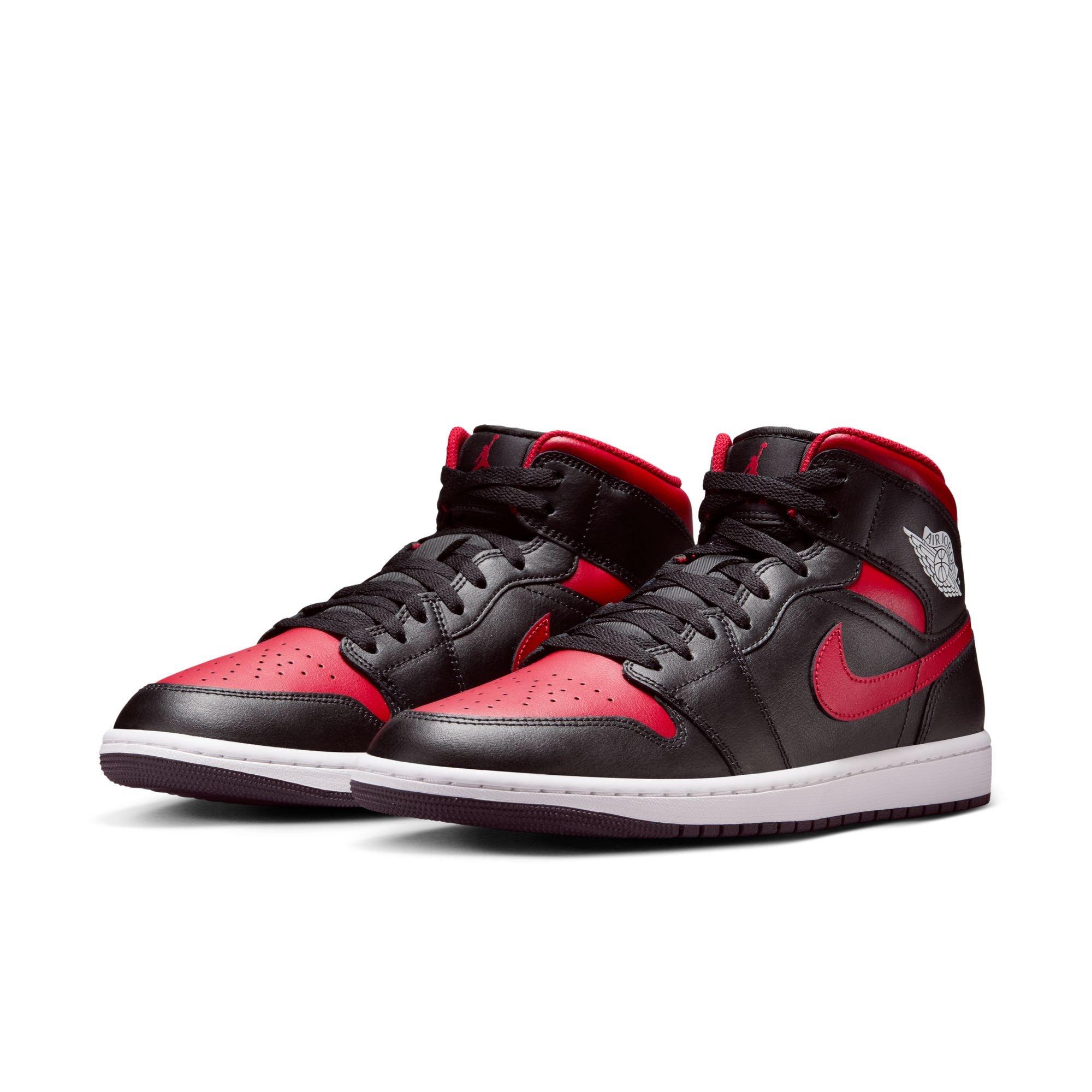 Jordan 1 Mid "Black/Varsity Red/Summit White" Men's Shoe - BLACK/RED/WHITE Thumbnail View 5