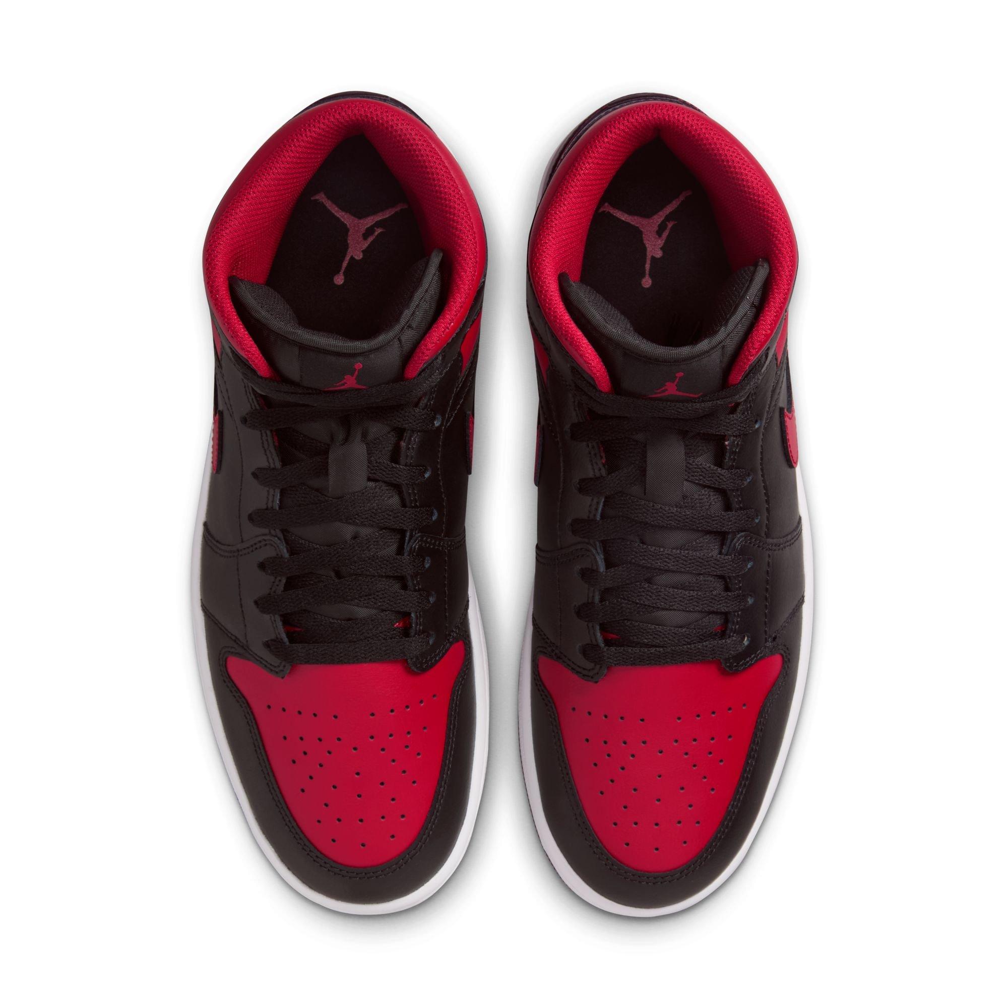 Jordan 1 Mid "Black/Varsity Red/Summit White" Men's Shoe - BLACK/RED/WHITE Thumbnail View 6