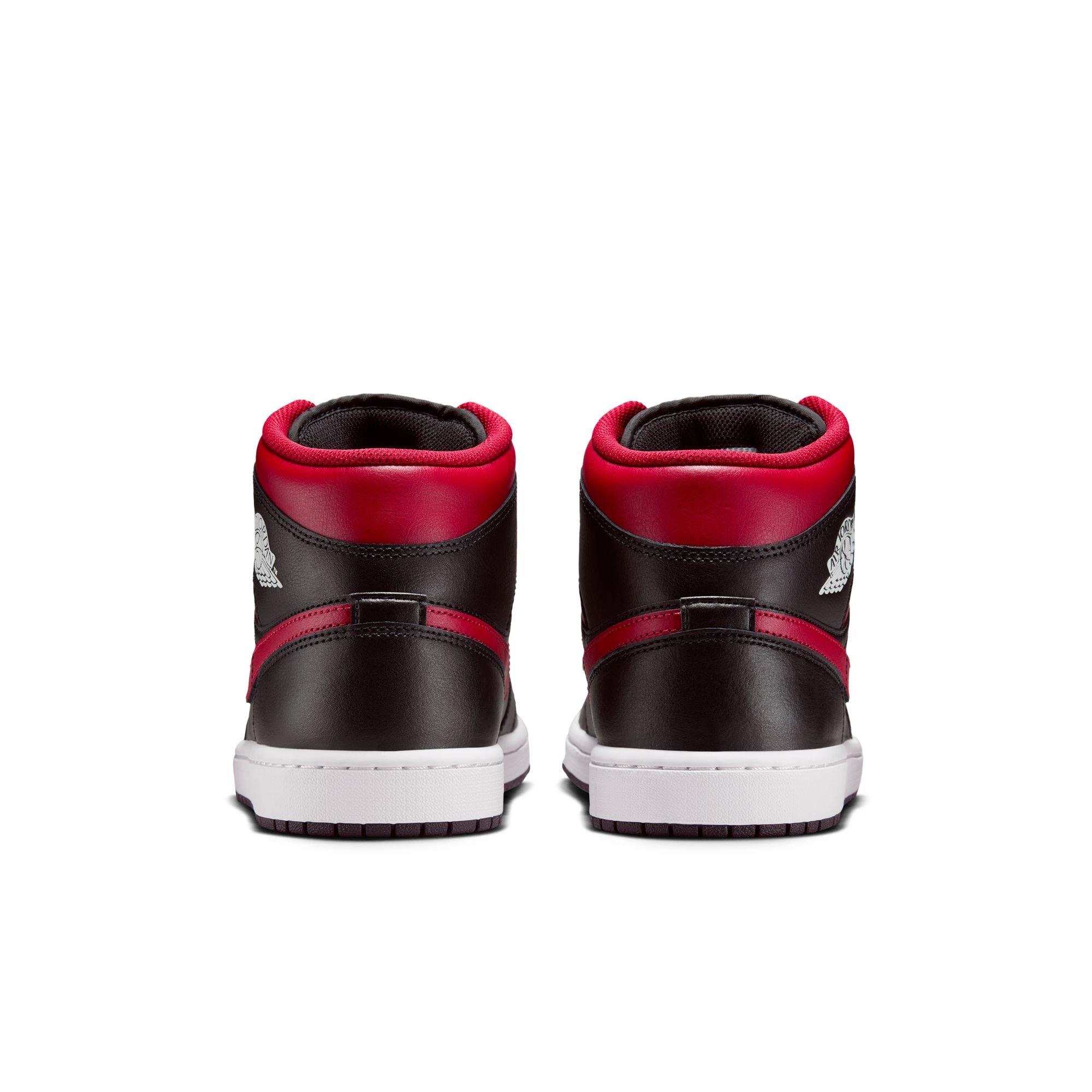 Jordan 1 Mid "Black/Varsity Red/Summit White" Men's Shoe - BLACK/RED/WHITE Thumbnail View 7