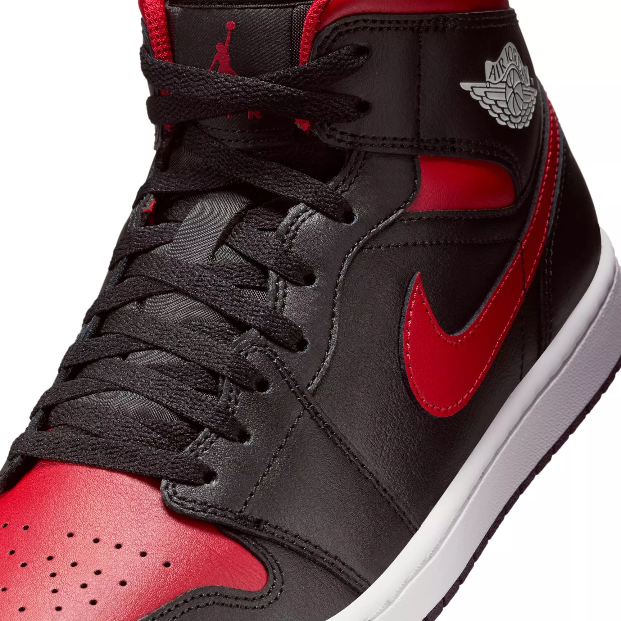 Jordan 1 Mid "Black/Varsity Red/Summit White" Men's Shoe - BLACK/RED/WHITE