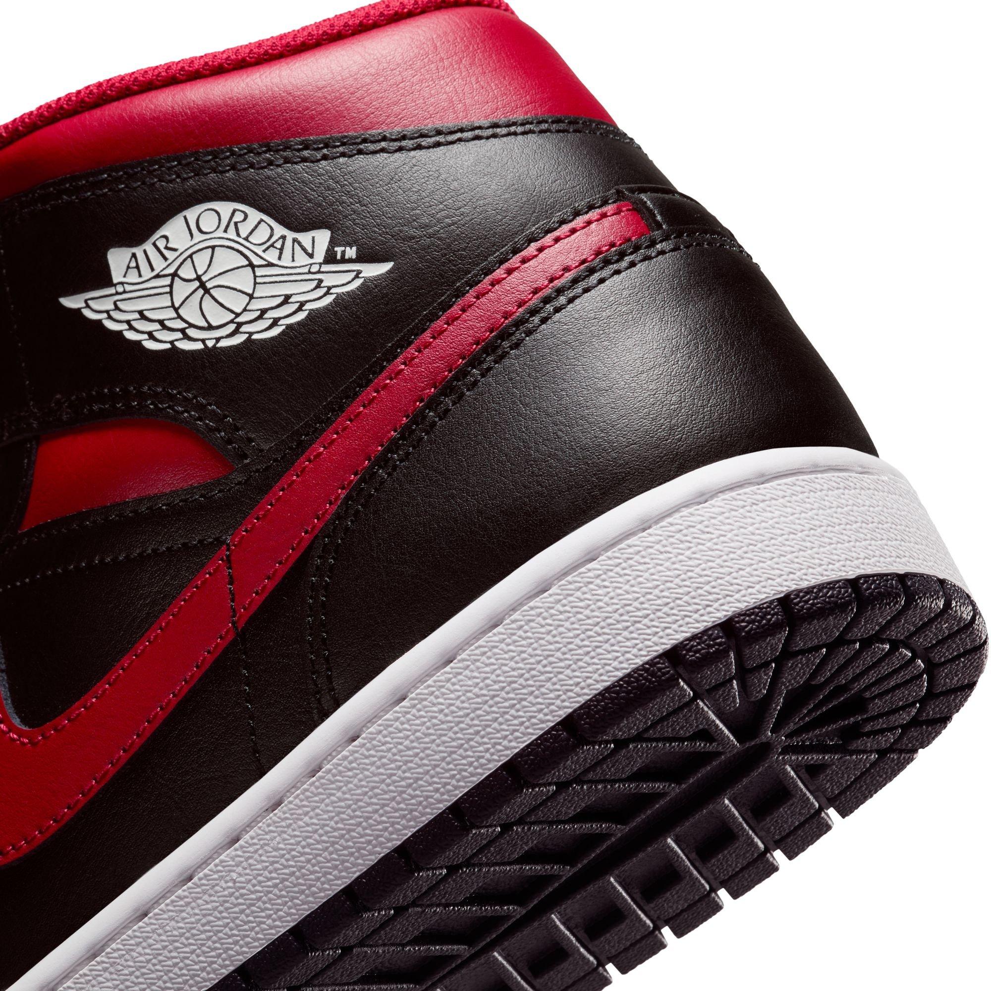 Jordan 1 Mid "Black/Varsity Red/Summit White" Men's Shoe - BLACK/RED/WHITE Thumbnail View 11