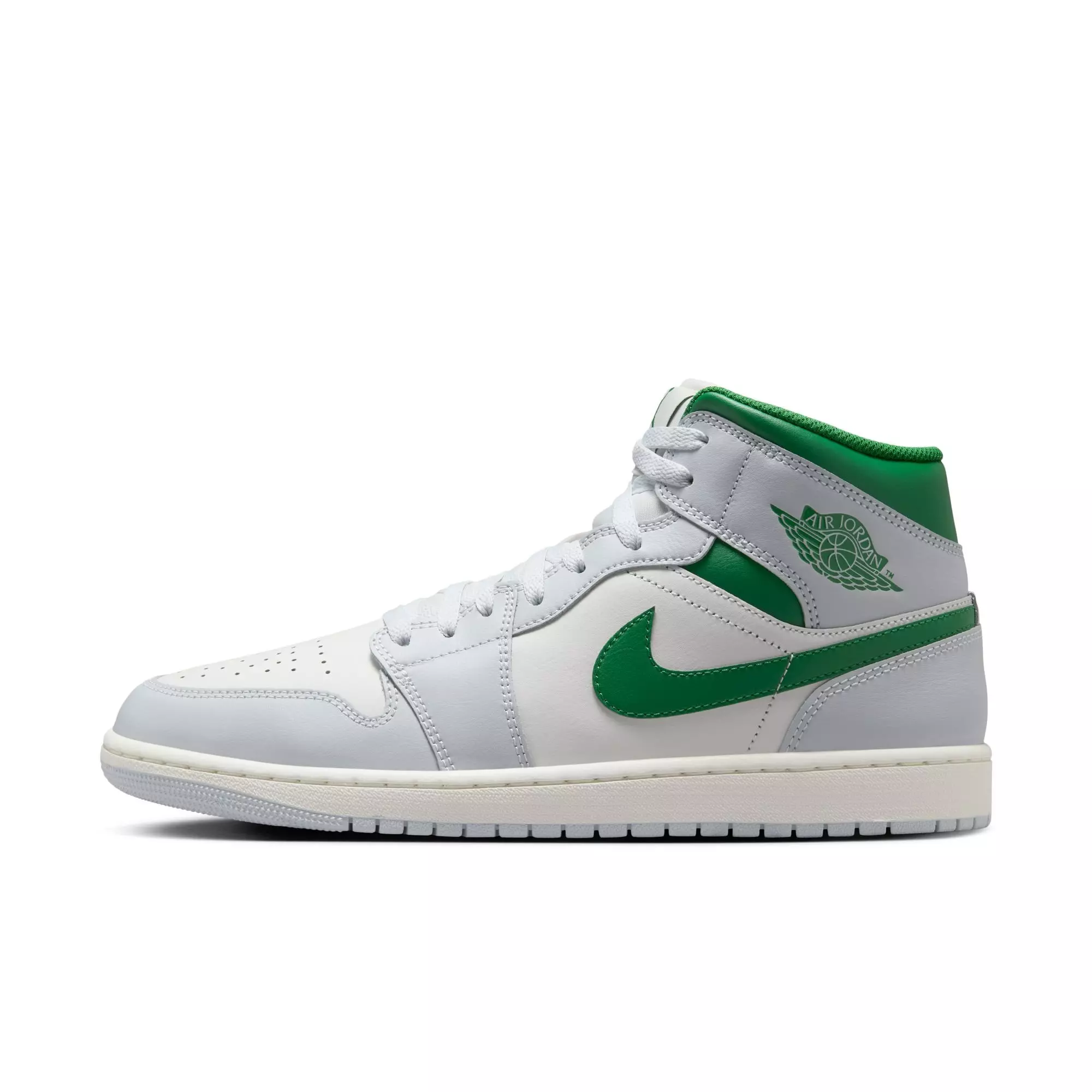 Jordan 1 Mid "Summit White/Pine Green/Pure Platinum" Men's Shoe - WHITE/GREEN