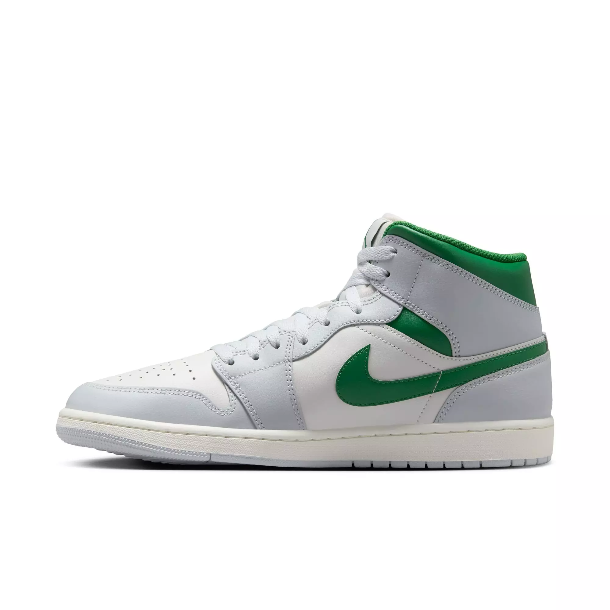 Jordan 1 Mid "Summit White/Pine Green/Pure Platinum" Men's Shoe - WHITE/GREEN