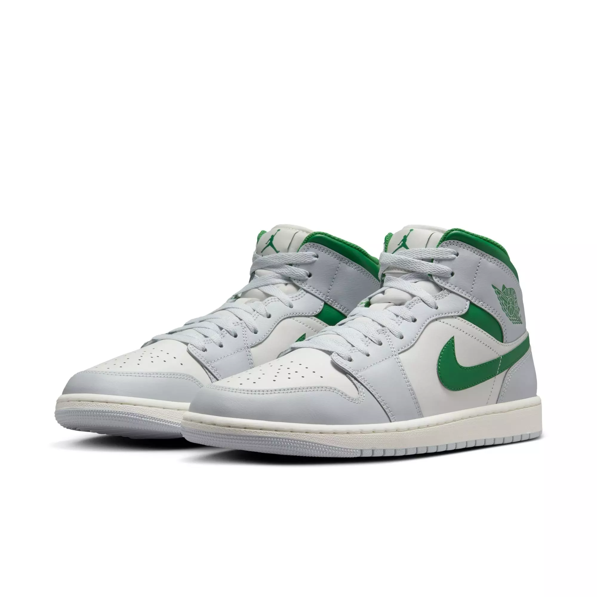 Jordan 1 Mid "Summit White/Pine Green/Pure Platinum" Men's Shoe - WHITE/GREEN