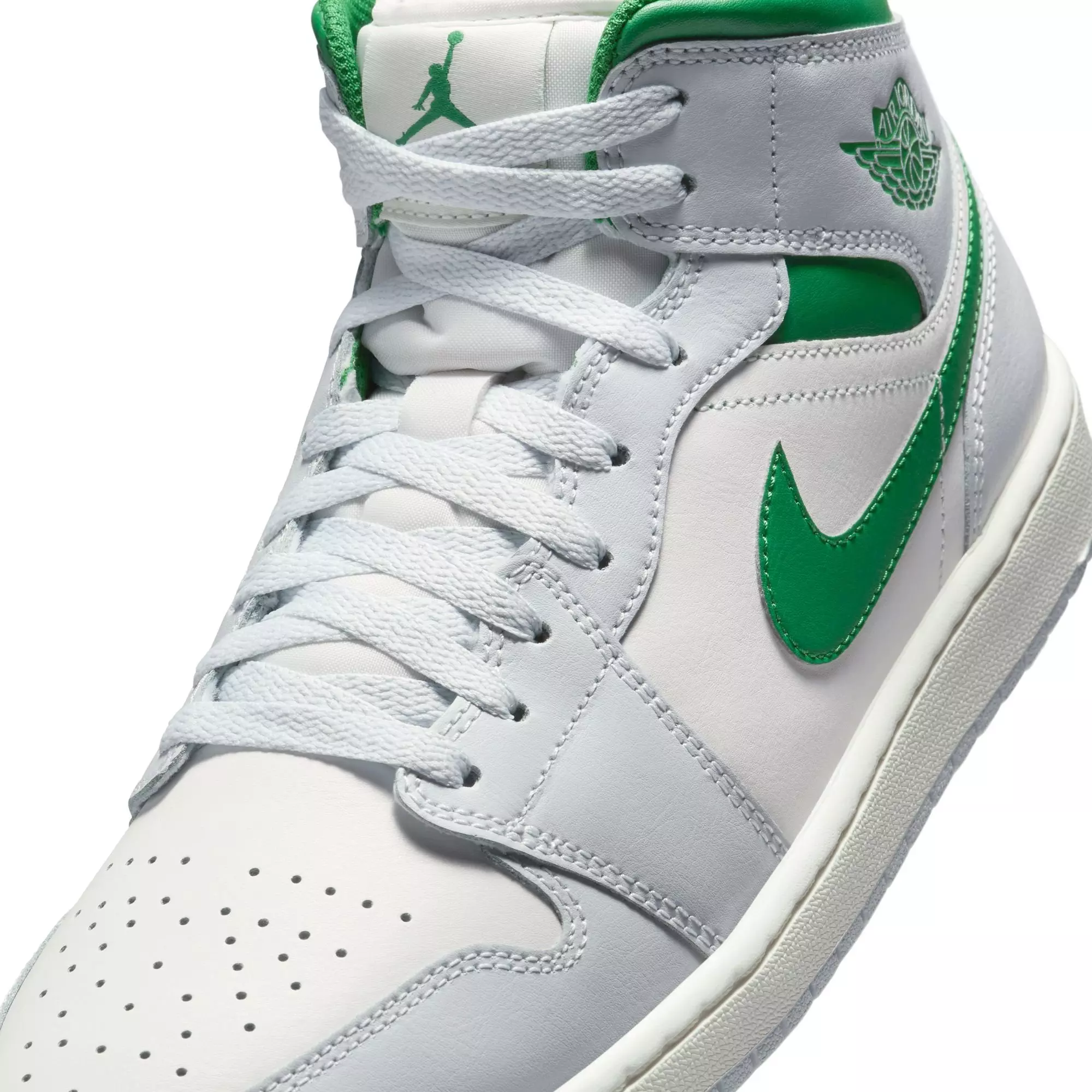 Jordan 1 Mid "Summit White/Pine Green/Pure Platinum" Men's Shoe - WHITE/GREEN