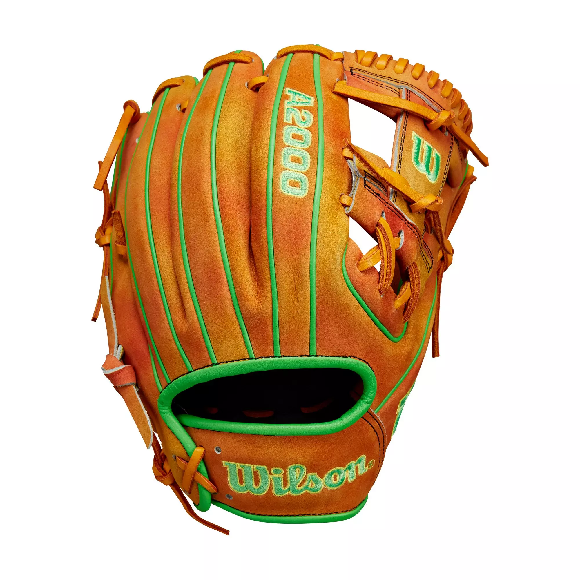 Wilson A2000 1786 11.5” Georgia Peach Infield Baseball Glove 2024 - ORANGE/GREEN