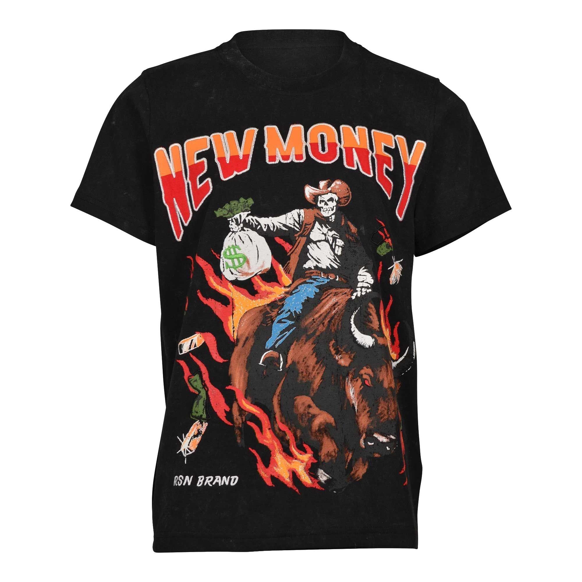 Big Boys' New Money Tee - Washed Black | Hibbett