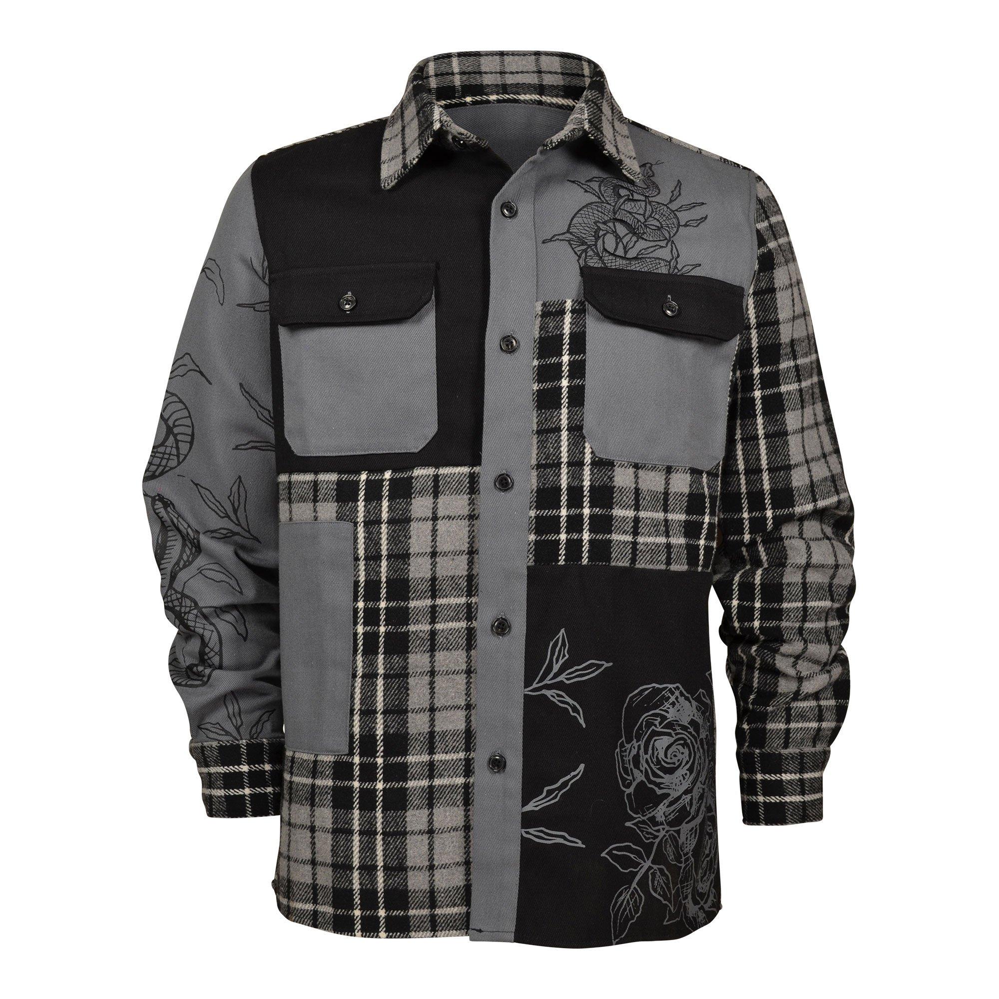 Reason Men's Born To Be Flannel Shirt - Grey - GREY/BLACK Thumbnail View 1