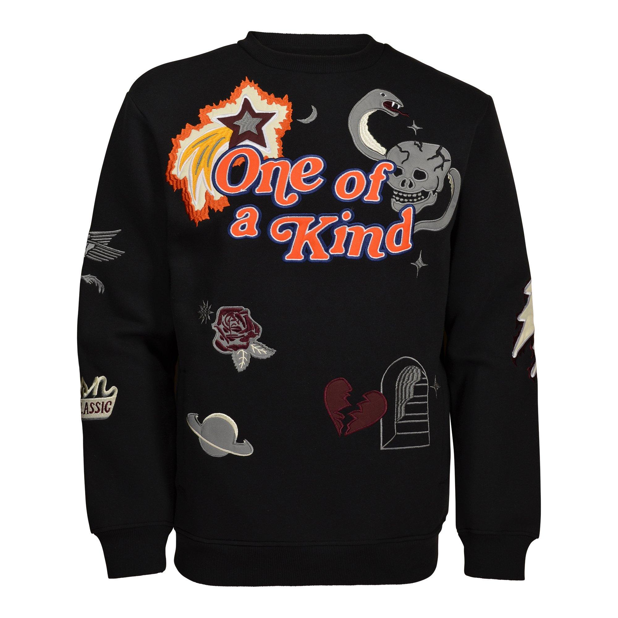 Reason Men's One Of A Kind Fleece Crew - Black - BLACK Thumbnail View 1