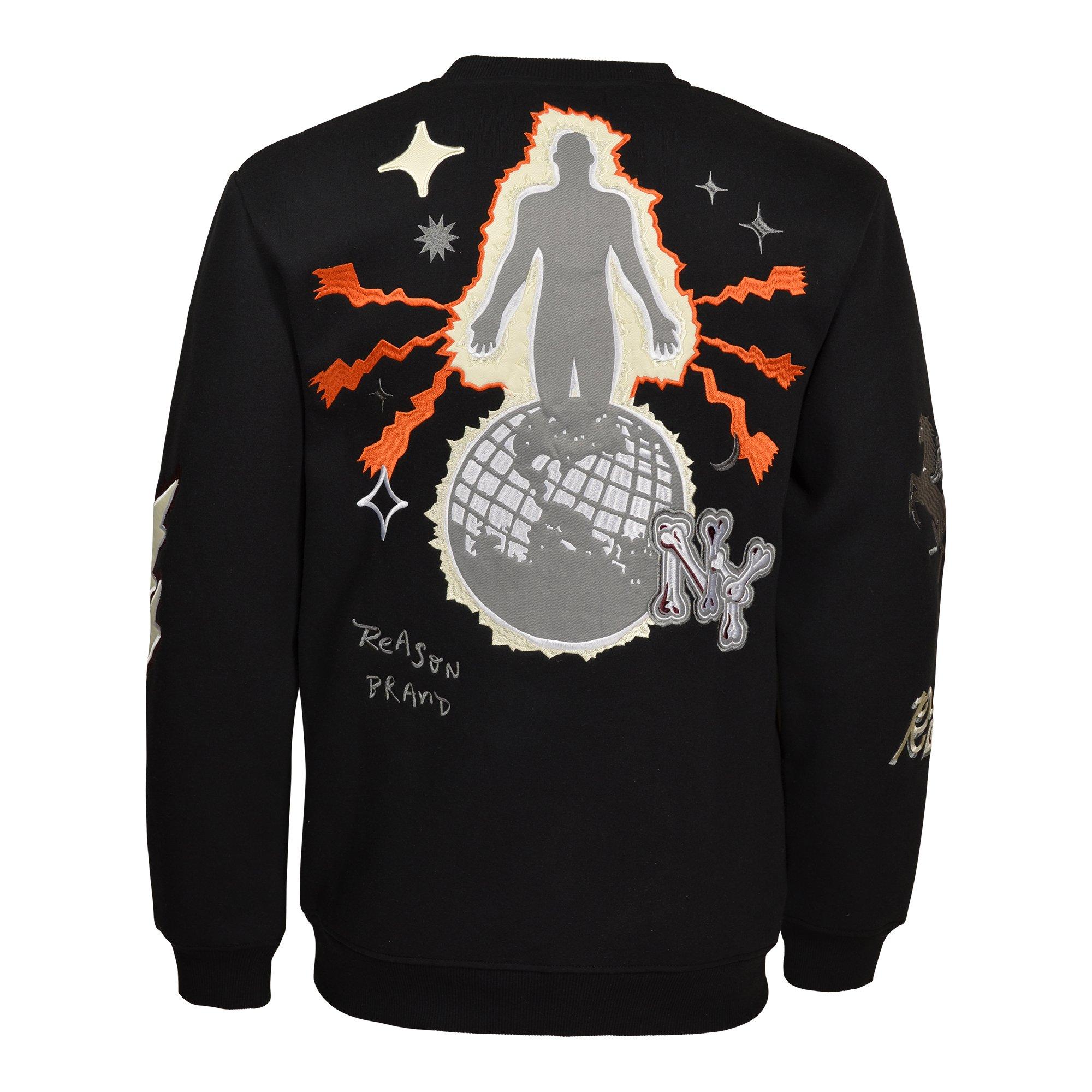 Reason Men's One Of A Kind Fleece Crew - Black - BLACK Thumbnail View 2