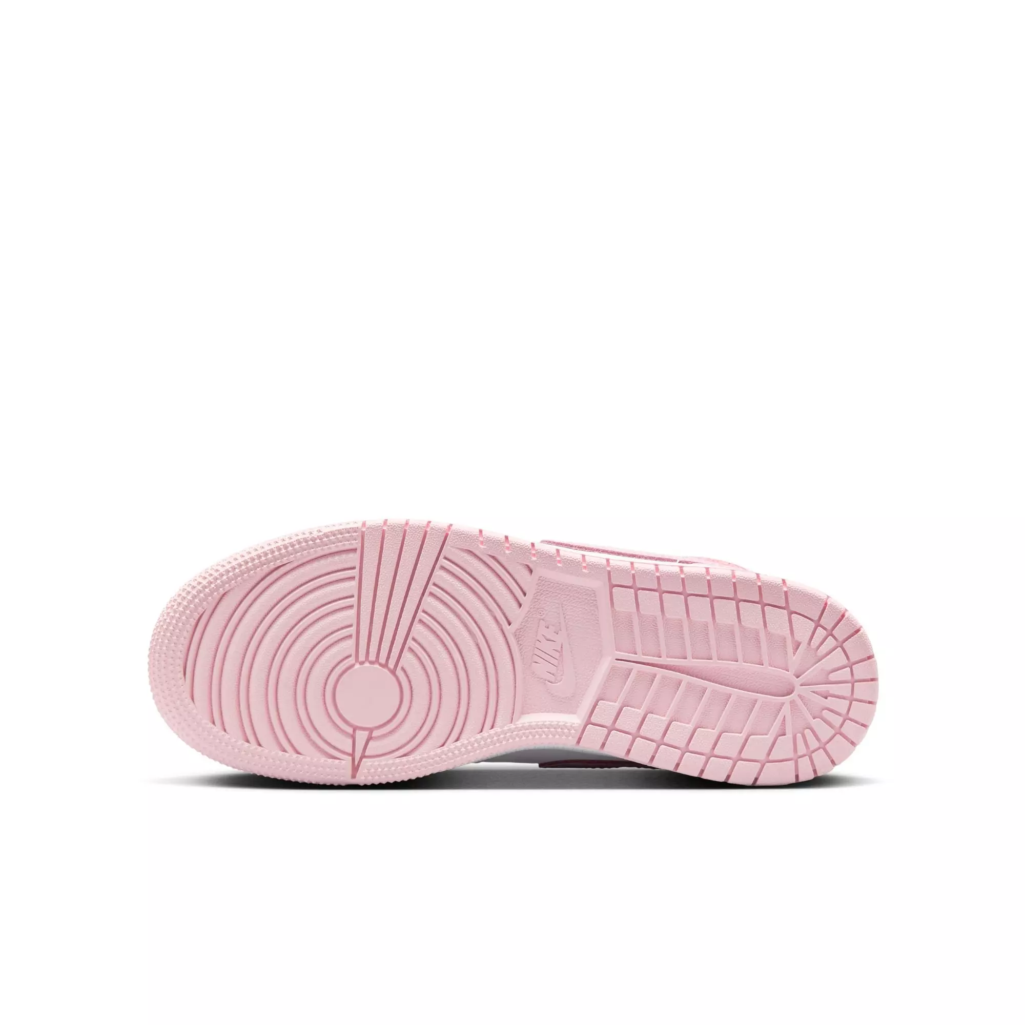 Jordan 1 Mid "Pink Foam/White/Fire Red" Grade School Girls' Shoe - WHITE/PINK