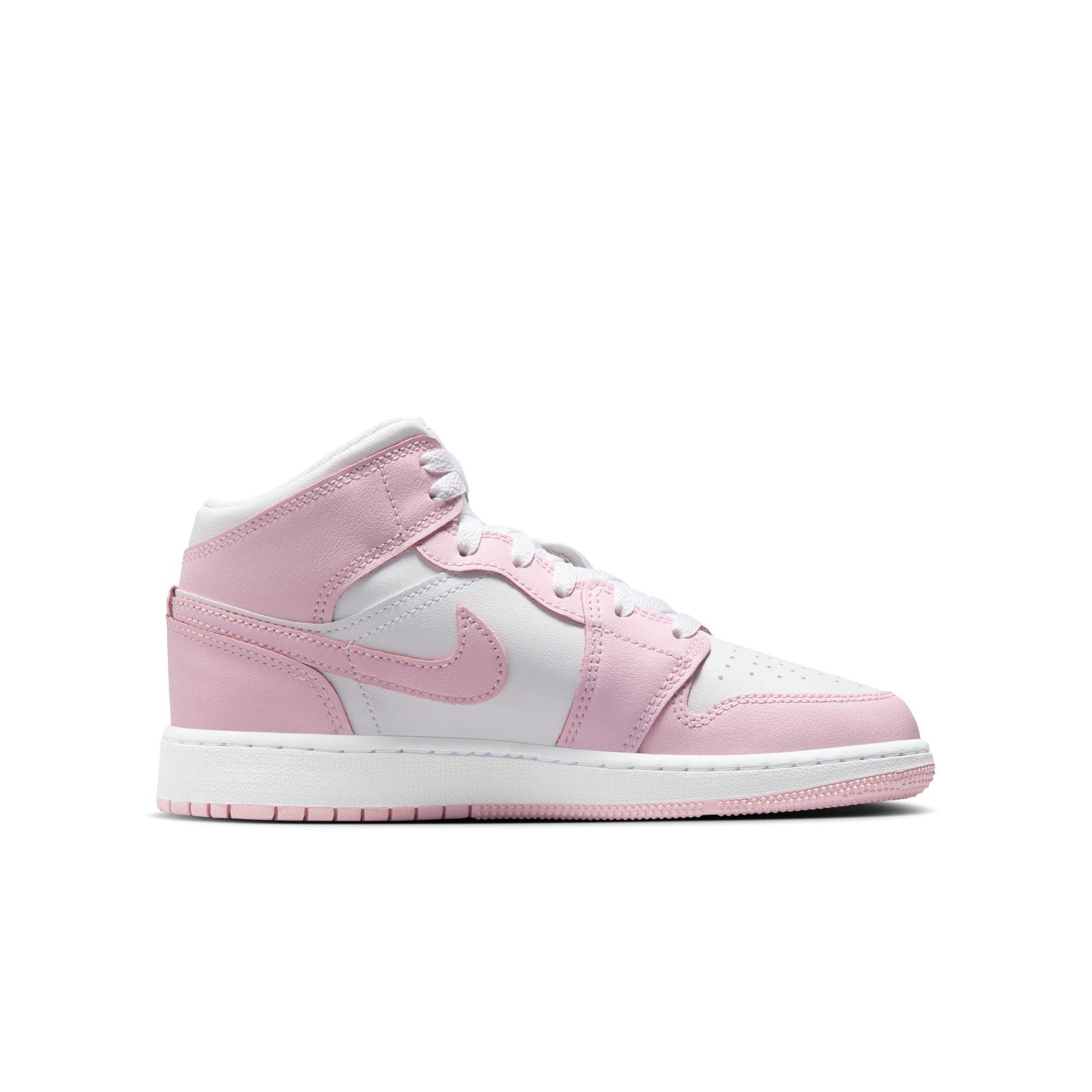 Jordan 1 Mid Grade School Girls'&nbsp;"Pink Foam/White/Fire Red" Shoe