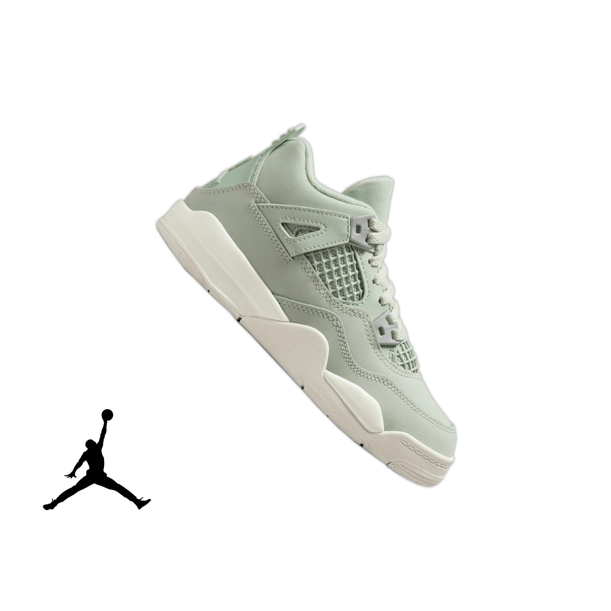 Jordan 4 Retro "Abundance" Preschool Girls' Shoe - SEAFOAM/SAIL/METALLIC SILVER