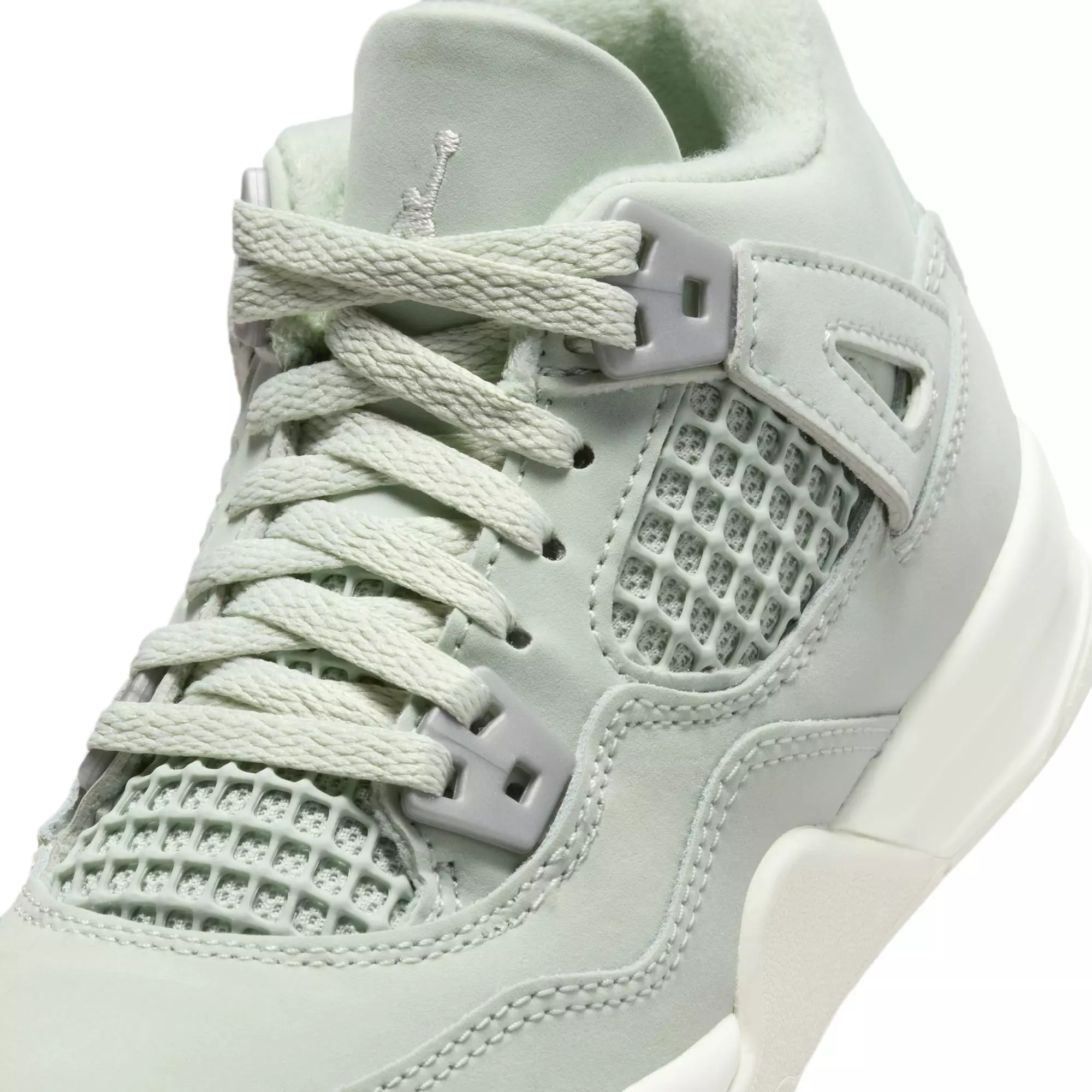 Jordan 4 Retro "Abundance" Preschool Girls' Shoe - SEAFOAM/SAIL/METALLIC SILVER