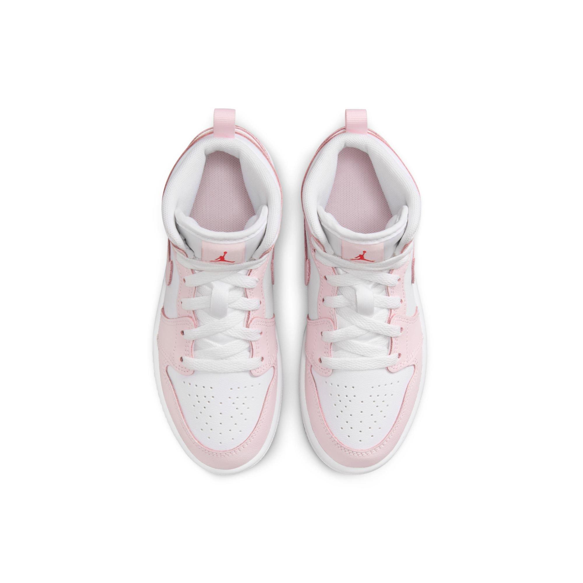 Jordan 1 Mid Preschool Girls'&nbsp;"Pink Foam/White/Fire Red"&nbsp;Shoe