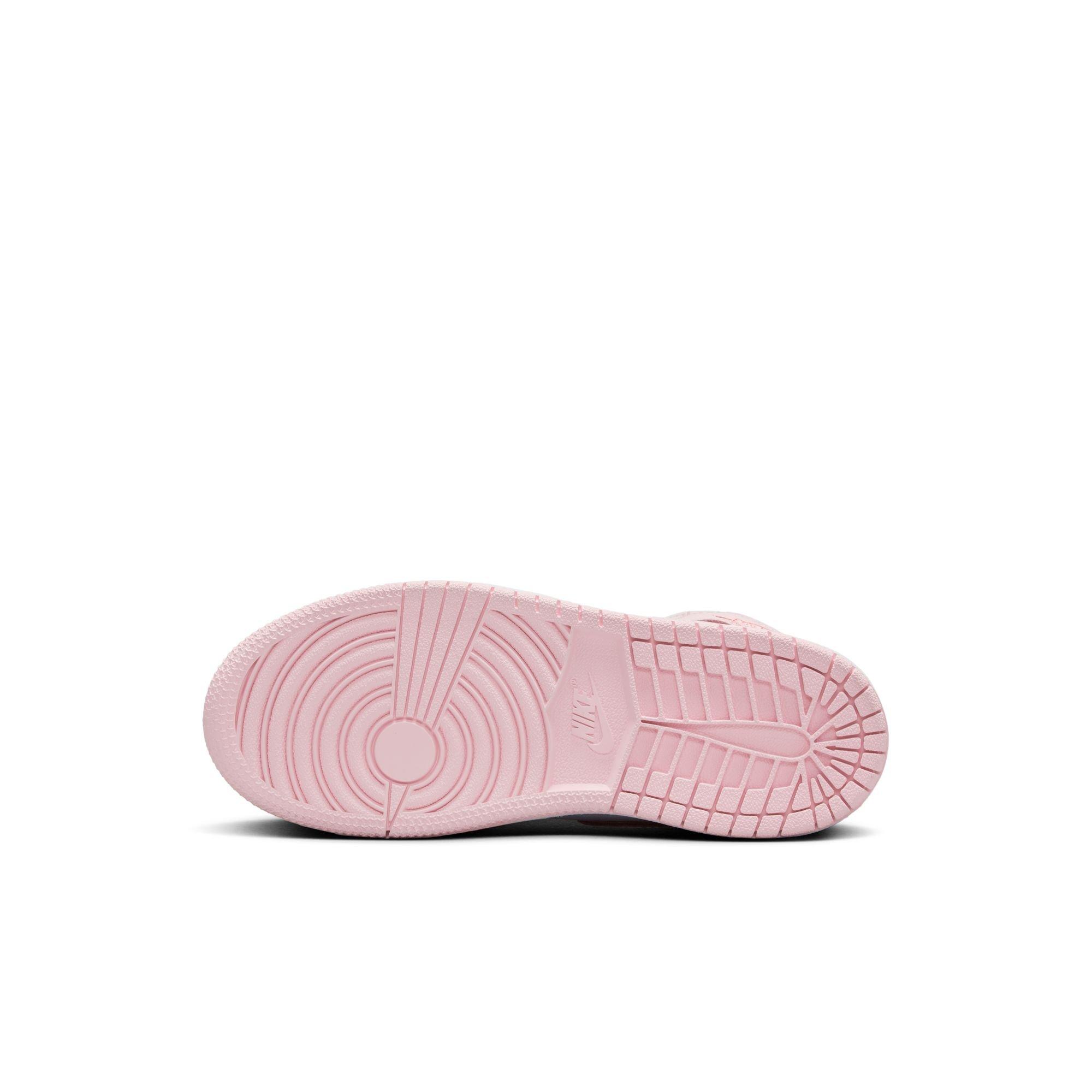 Jordan 1 Mid Preschool Girls' "Pink Foam/White/Fire Red" Shoe