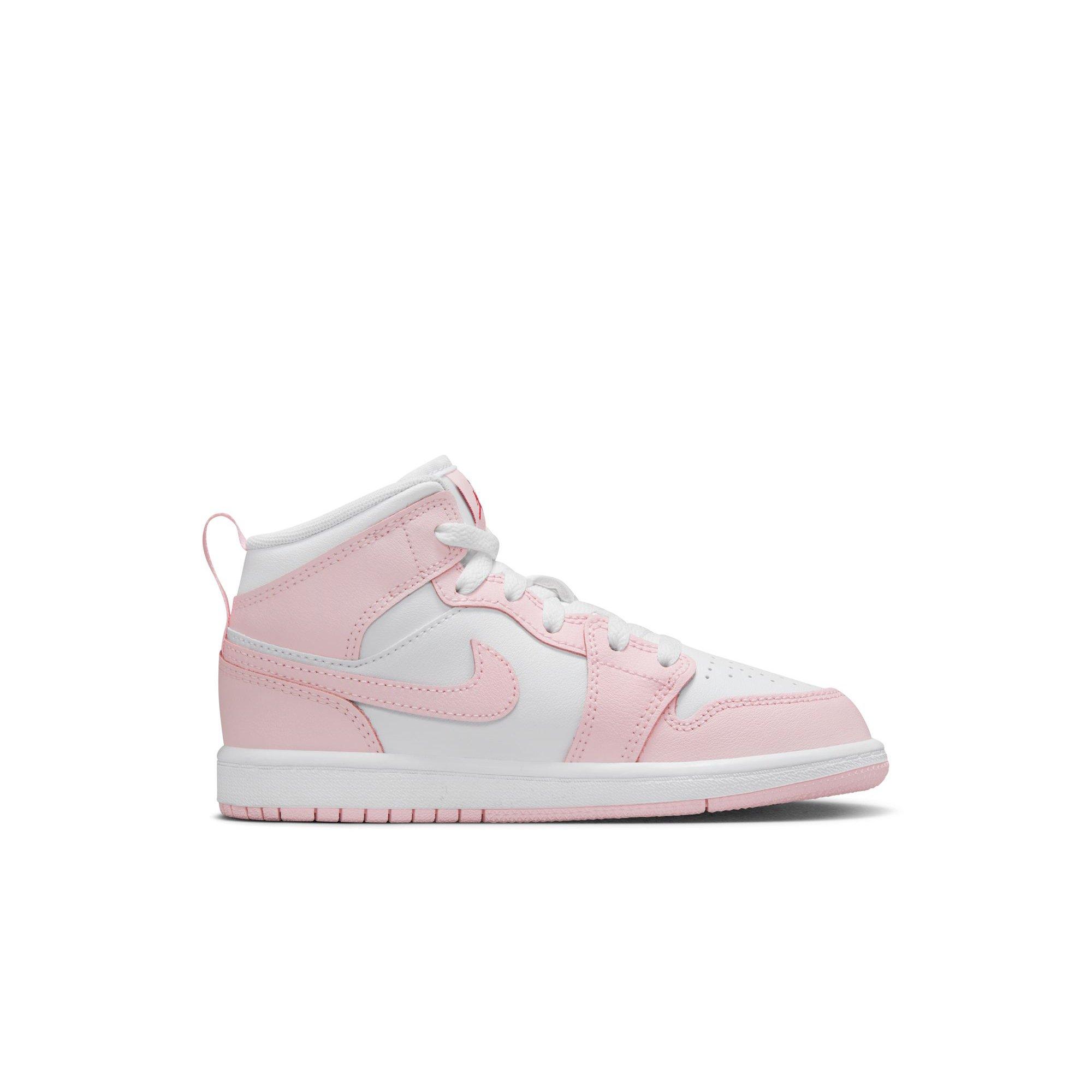 Jordan 1 Mid Preschool Girls'&nbsp;"Pink Foam/White/Fire Red"&nbsp;Shoe