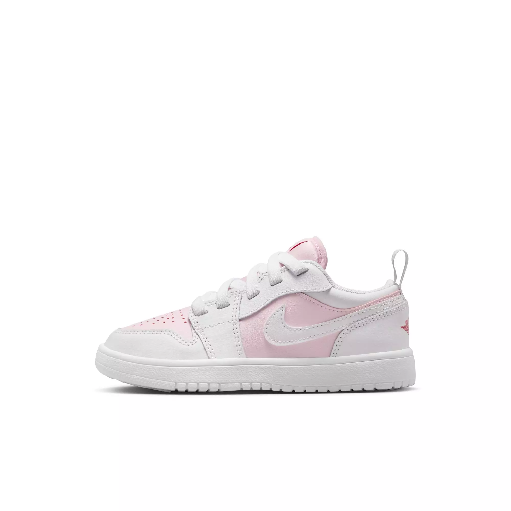 Jordan 1 Low Alt "Pink Foam/White/Fire Red" Preschool Girls' Shoe - PINK/WHITE