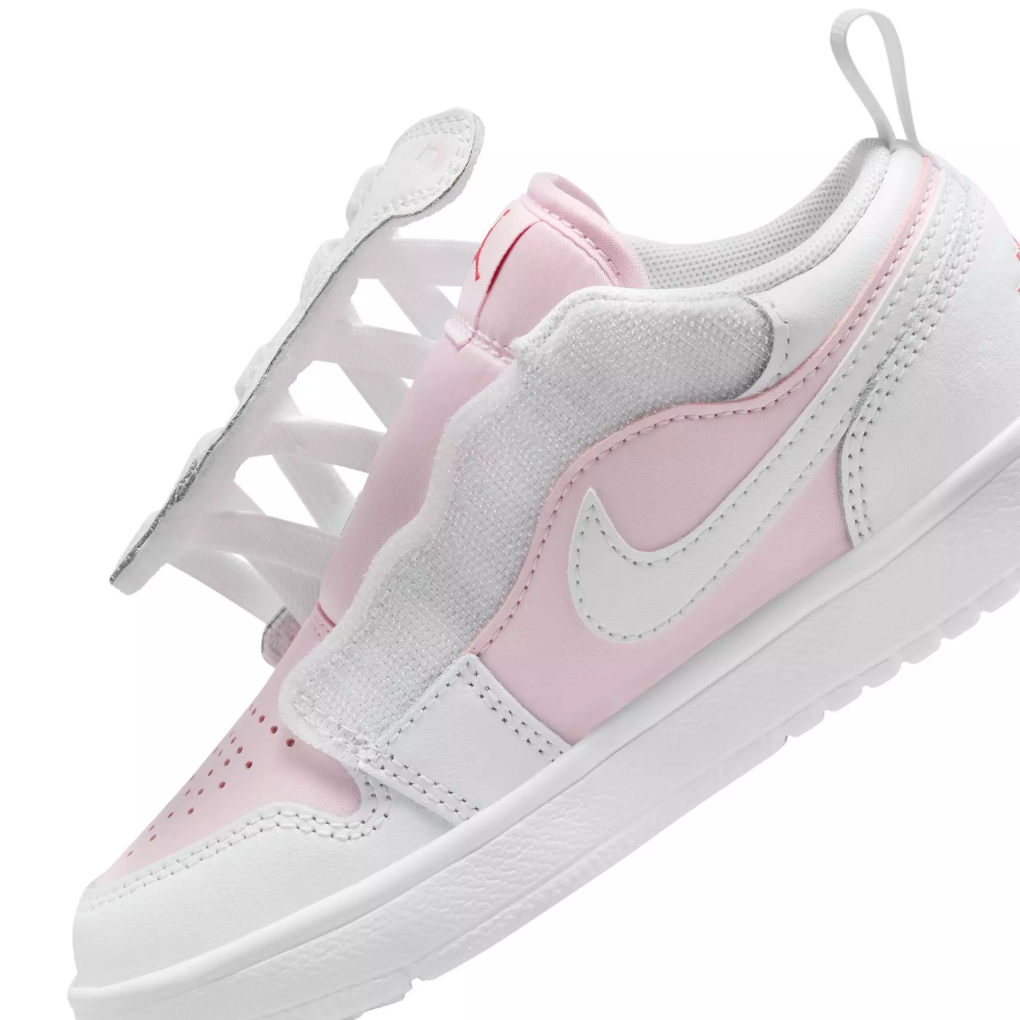 Jordan 1 Low Alt "Pink Foam/White/Fire Red" Preschool Girls' Shoe - PINK/WHITE