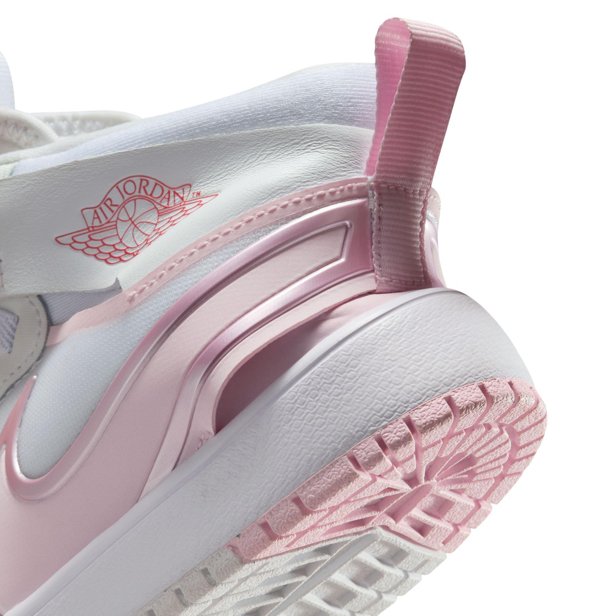 Jordan 1 Mid RM EasyOn Preschool Girls' "White/Pink Foam/Fire Red" Shoe