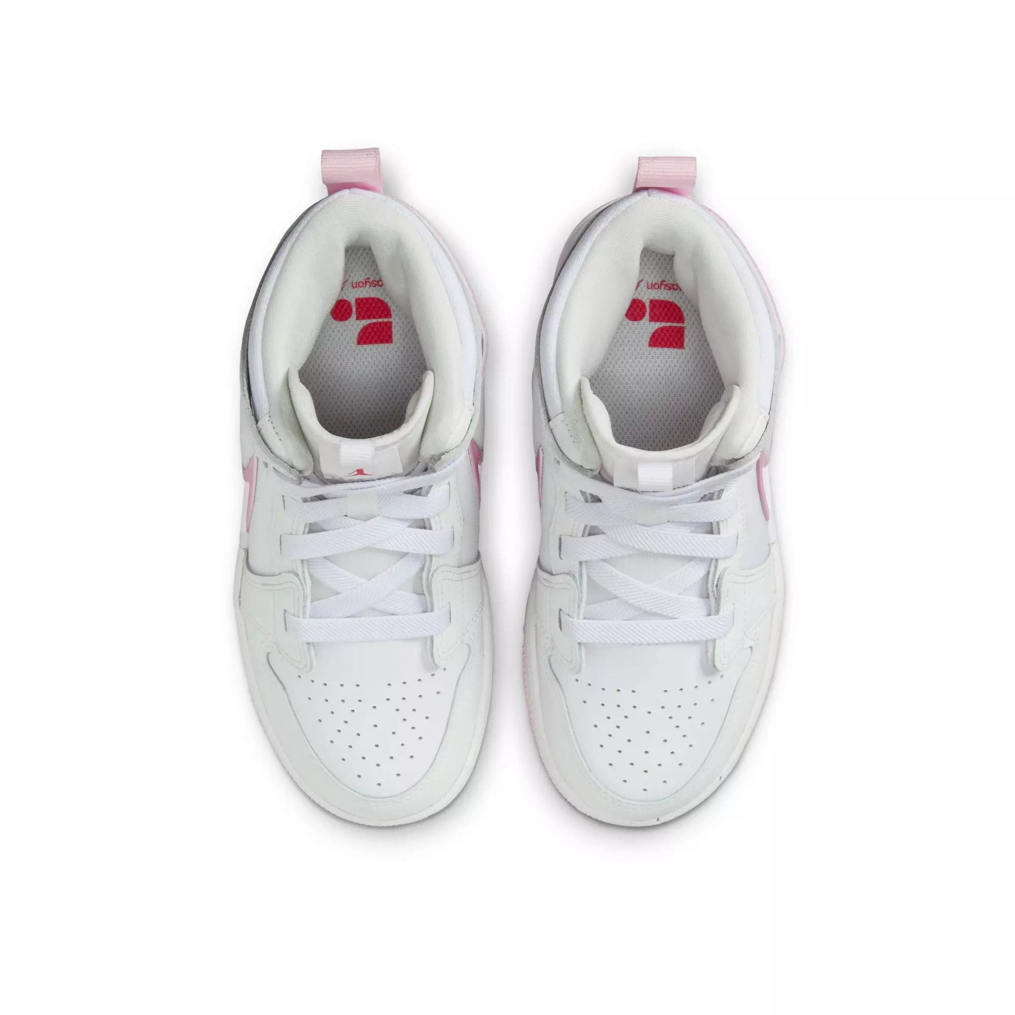 Jordan 1 Mid RM EasyOn "White/Pink Foam/Fire Red" Preschool Girls' Shoe - PINK/WHITE